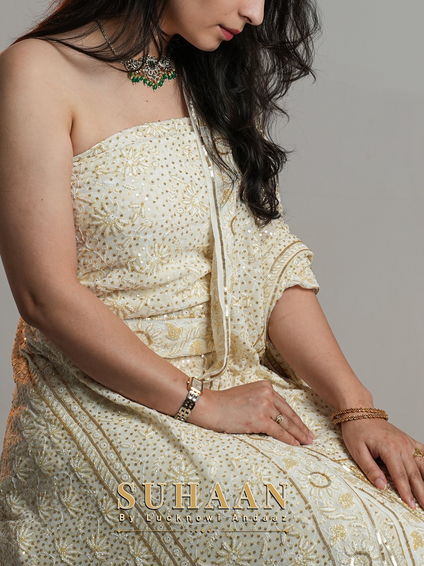 Suhaan Do Taar Chikankari embellished Wedding Lehenga