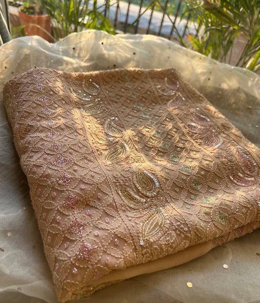 Chikankari cut dana sequins work kurta and dupatta