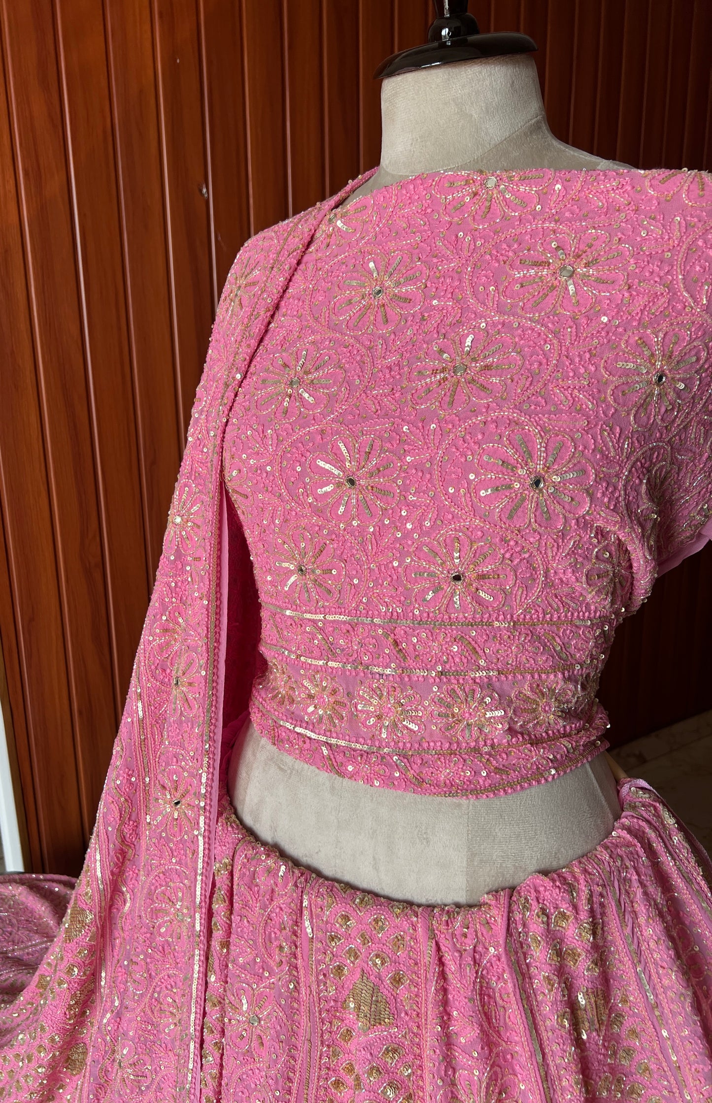 Masterpiece Ruhani Pink Chikankari Sequins Wedding Lehenga