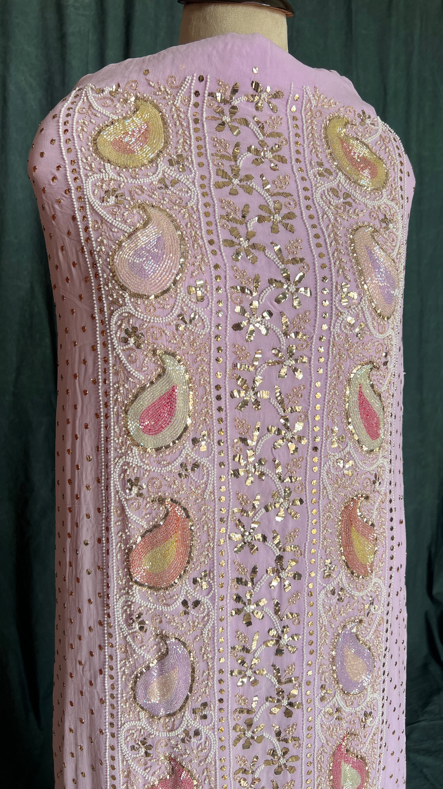 Ruhani Lavender Mukaish and Cut dana Embroidered Kurta & Dupatta Set