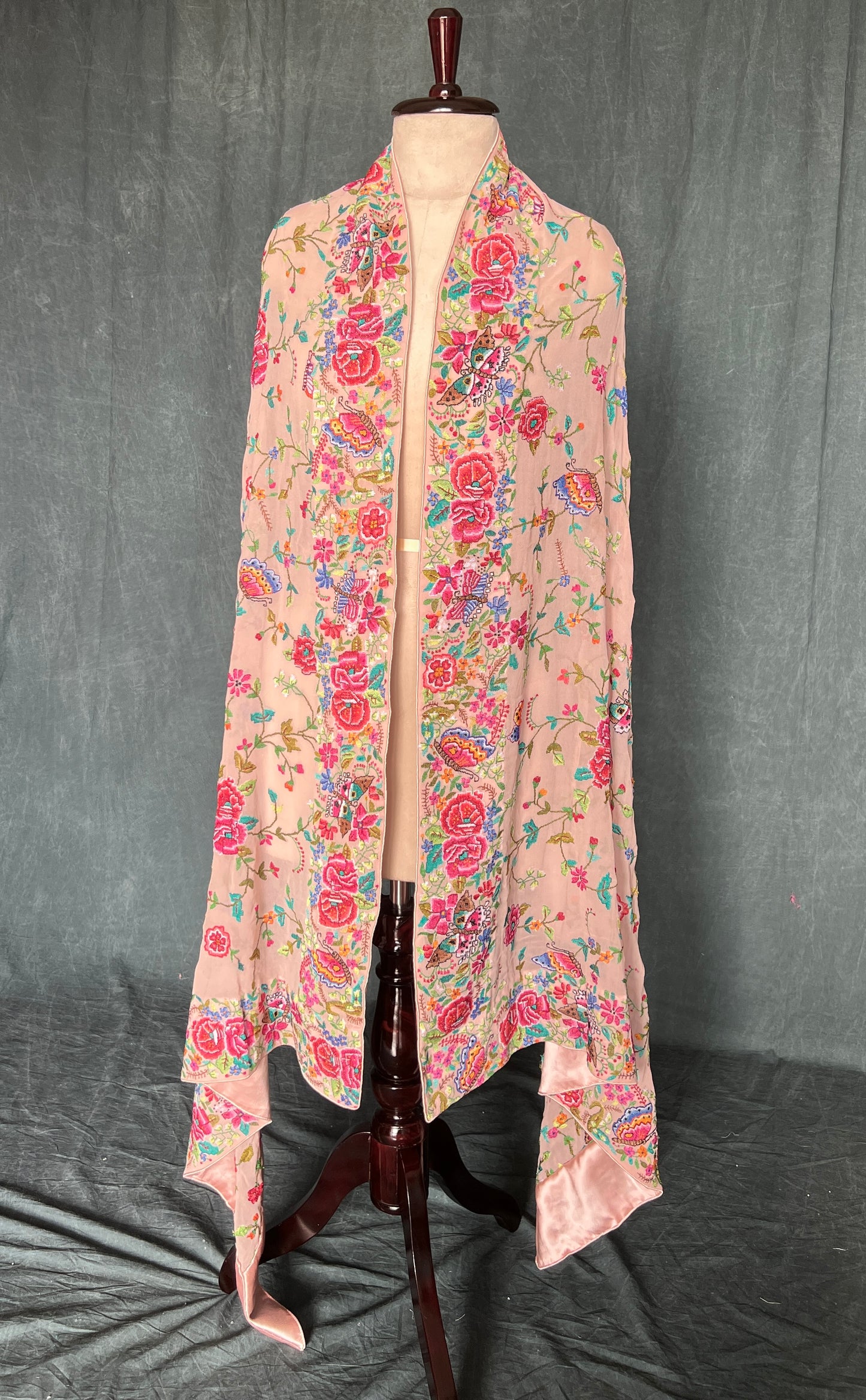 Dusty pink Masterpiece Petit Point Hand Embroidered Dupatta