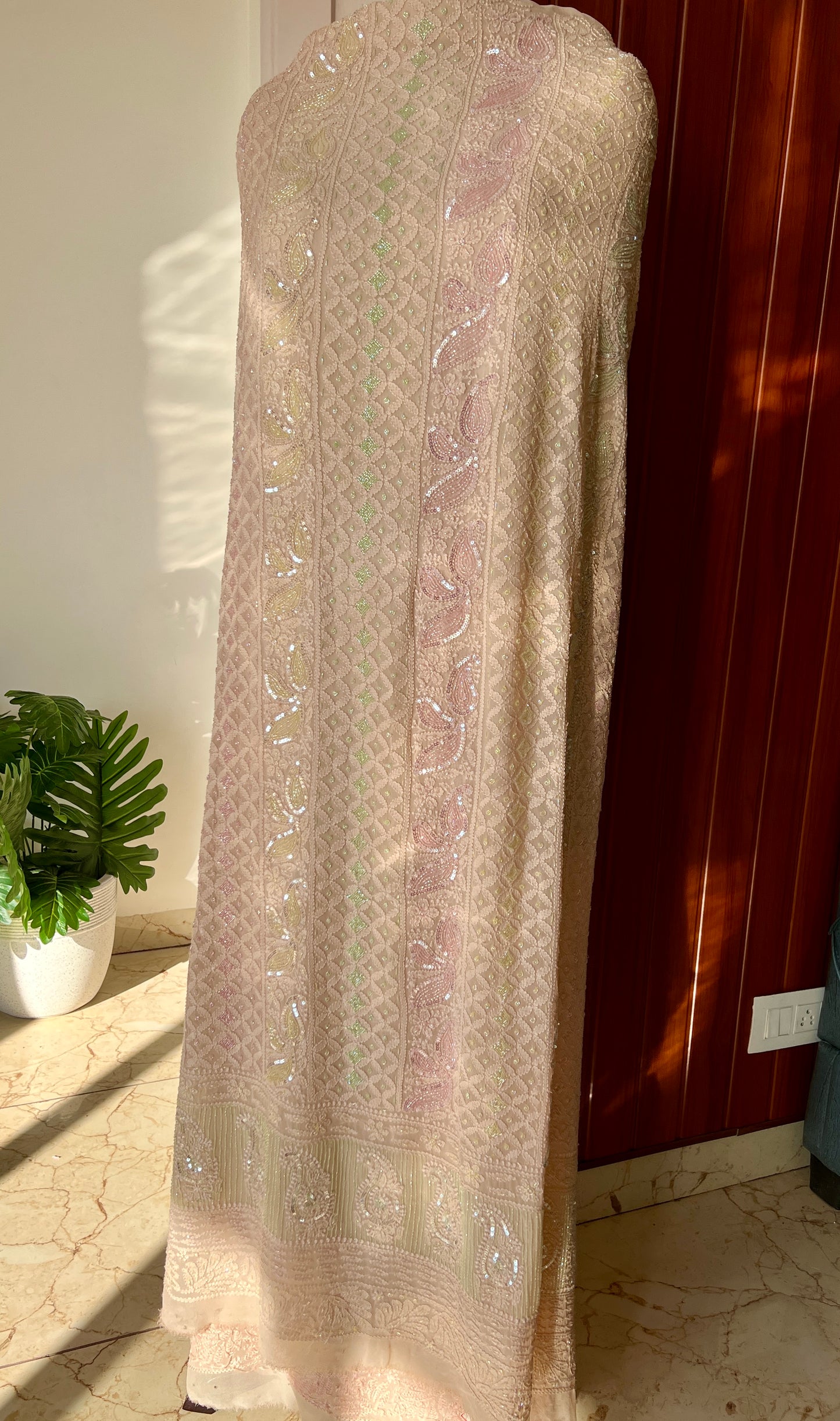 Chikankari cut dana sequins work kurta and dupatta