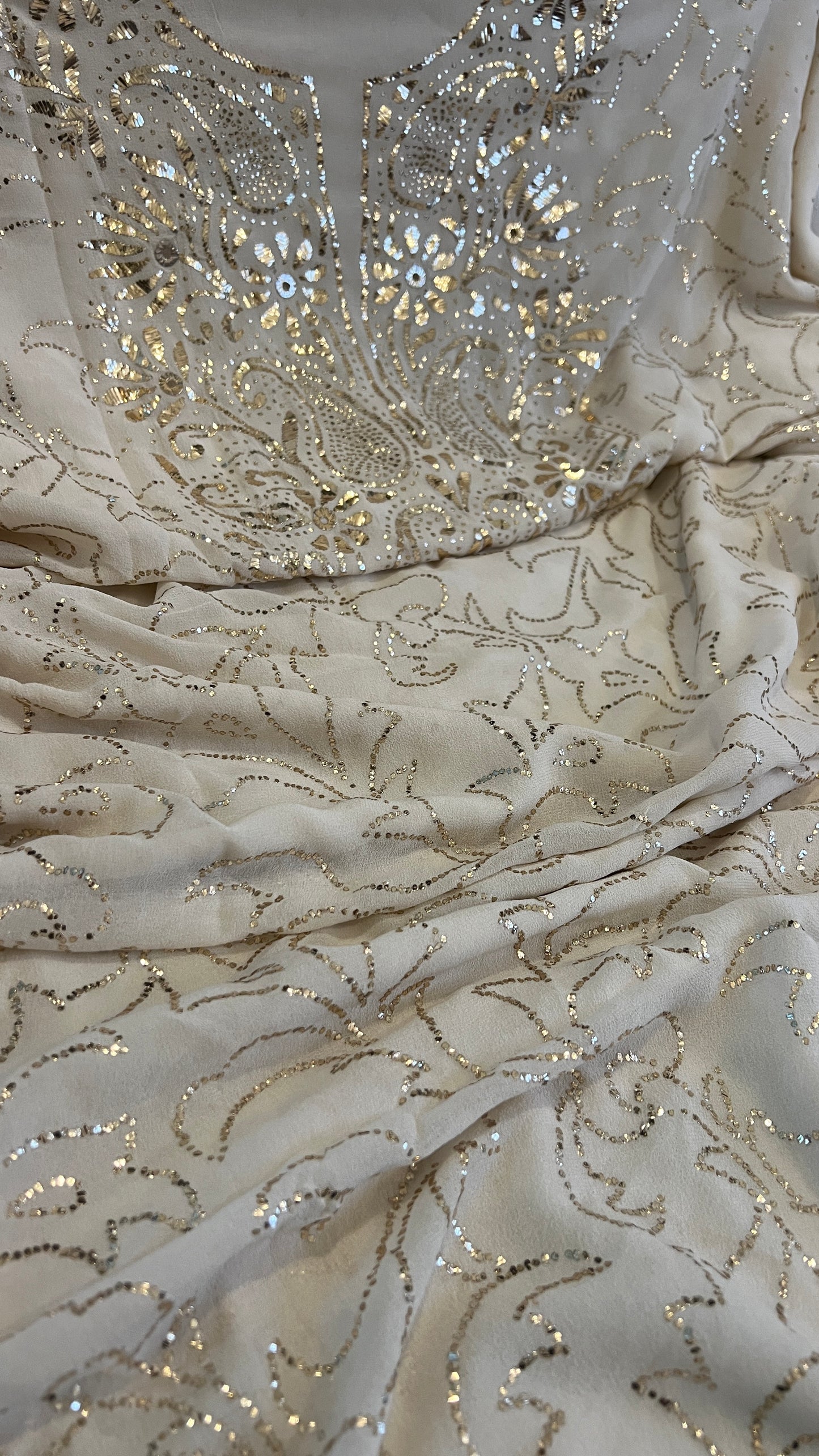 Ruhani Ivory Allover Badla and Mukaish work Kurta & Dupatta Set