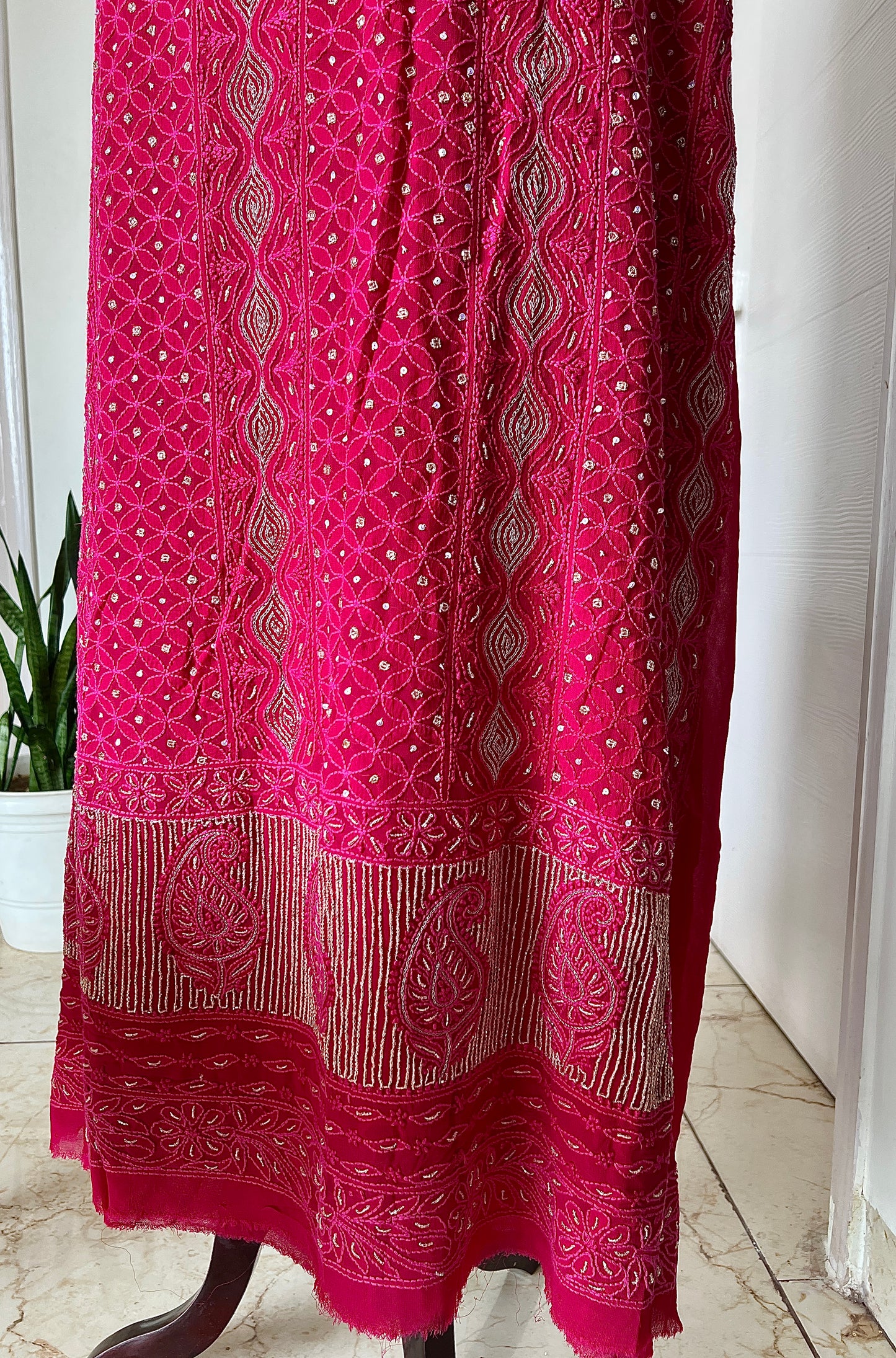 Chikankari golden Cut Dana and aari work Kurta and Dupatta