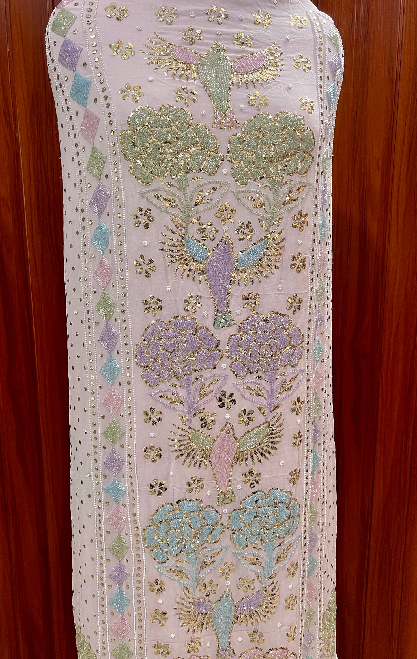 Ruhani Pink Mukaish and Cut dana Embroidered Kurta & Dupatta Set