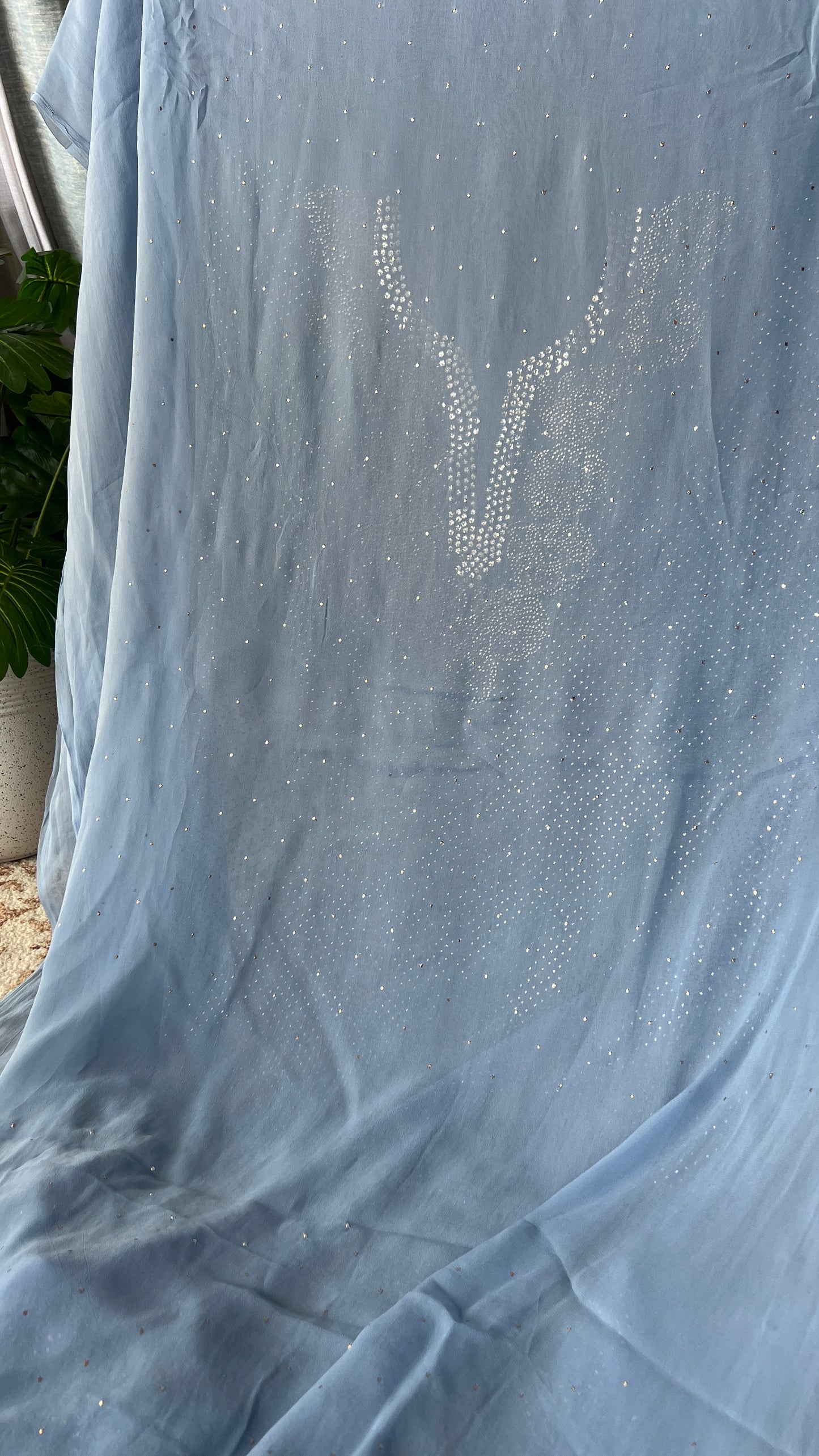 Sky blue bareek mukaish work Kurta and Dupatta