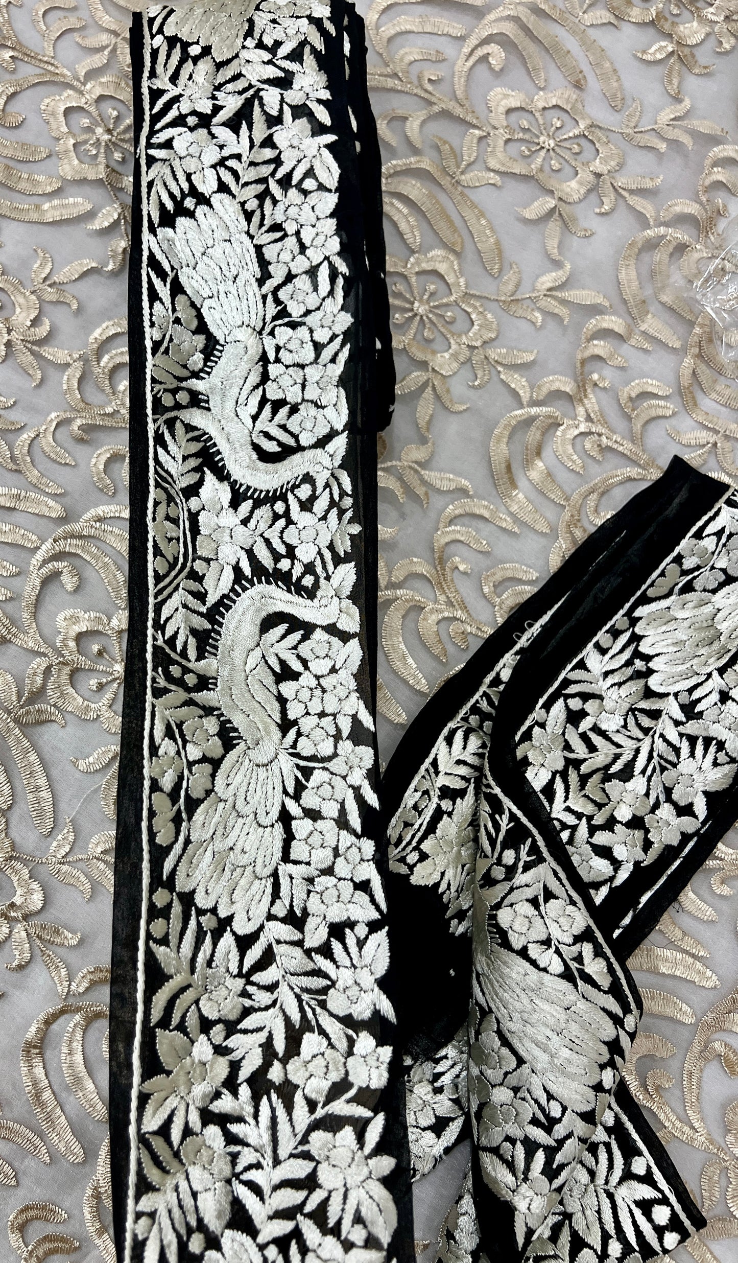 Black hand embroidered parsi gara border