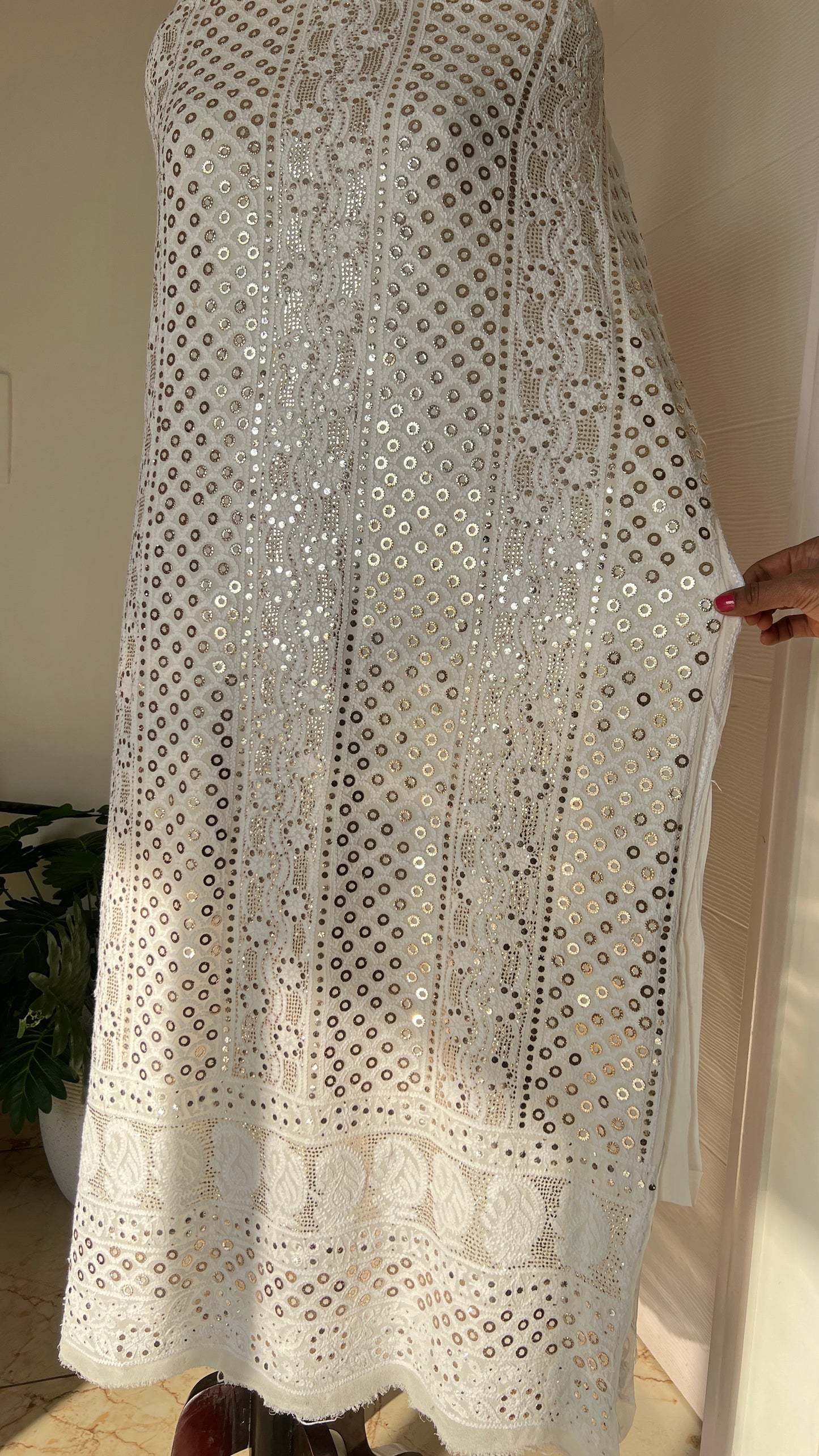 Chikankari and Ring Mukaish Kurta and Dupatta