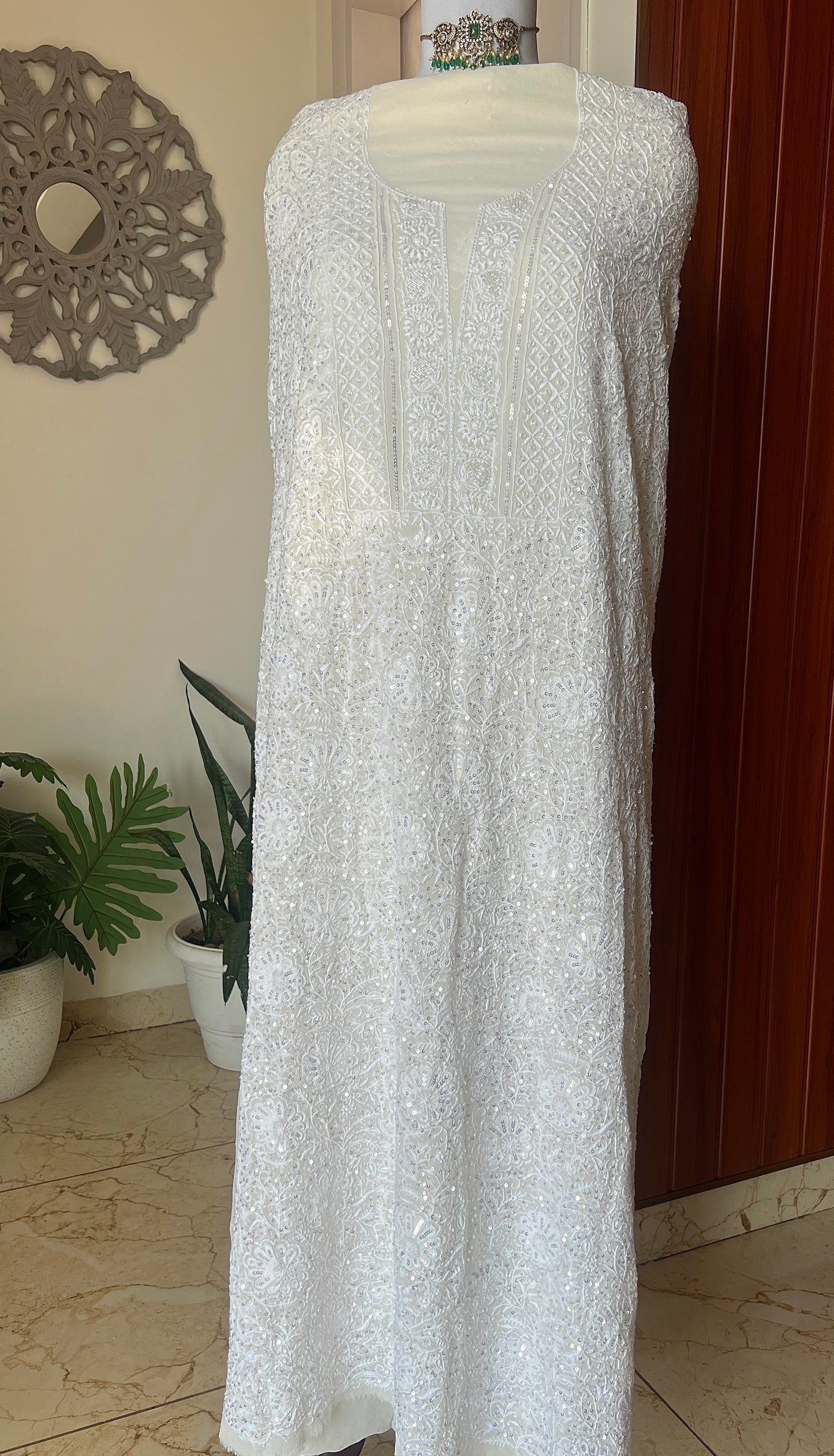 Suhaan Chikankari sequins cut Dana work kurta and dupatta