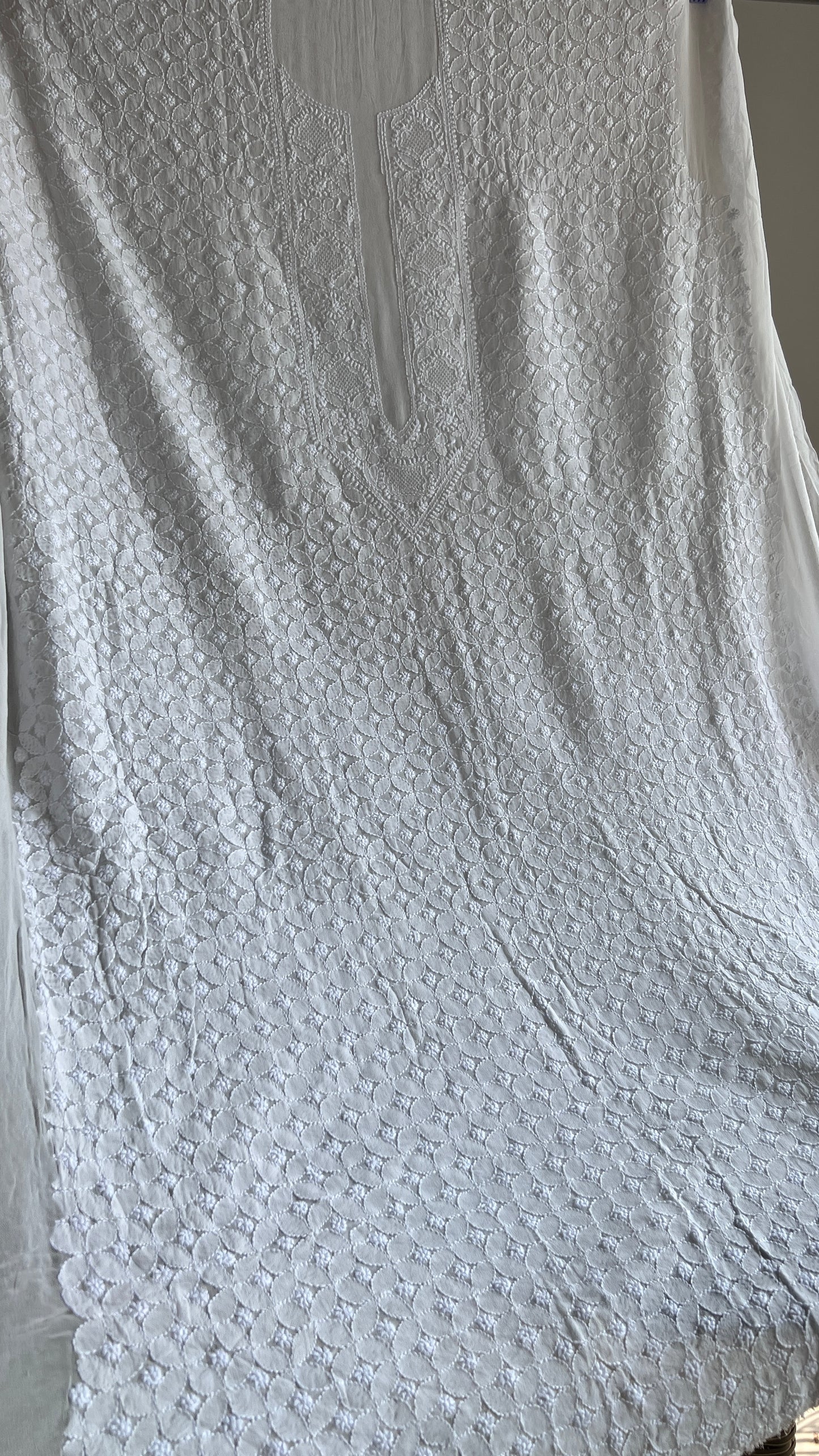 Ivory Allover Chikankari Men's Kurta Fabric