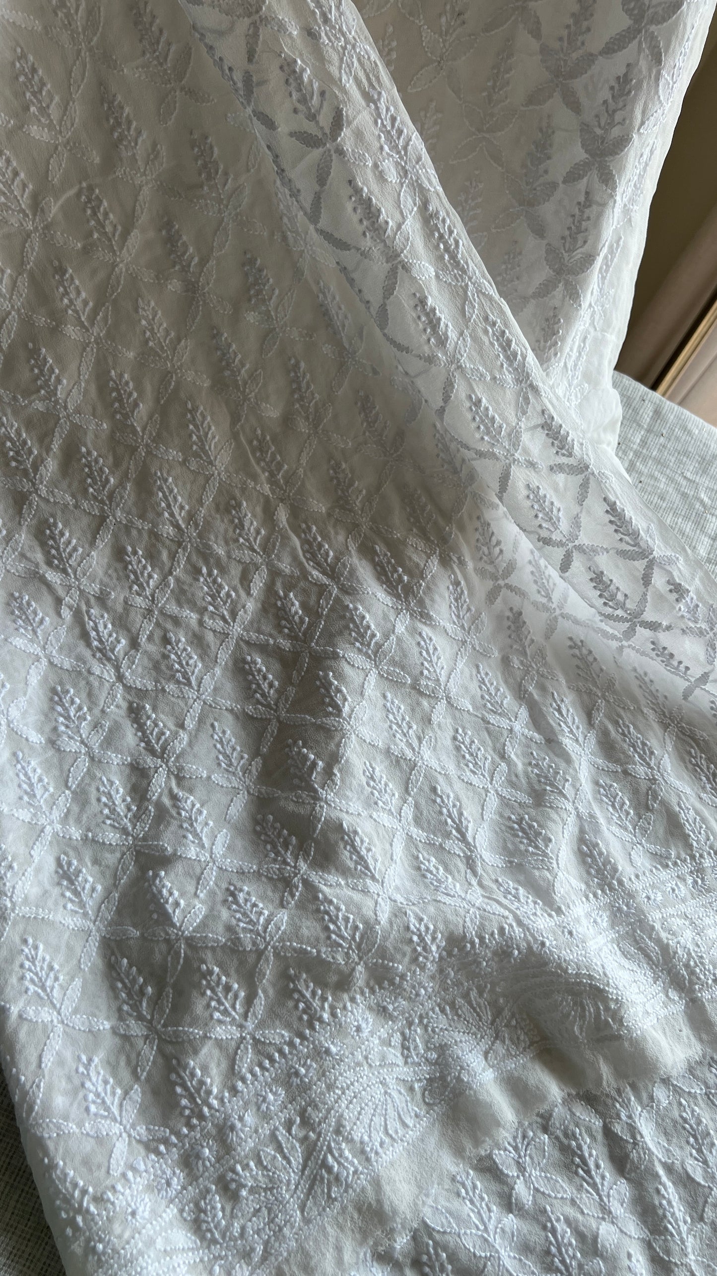 Ivory Allover Chikankari Men's Kurta Fabric