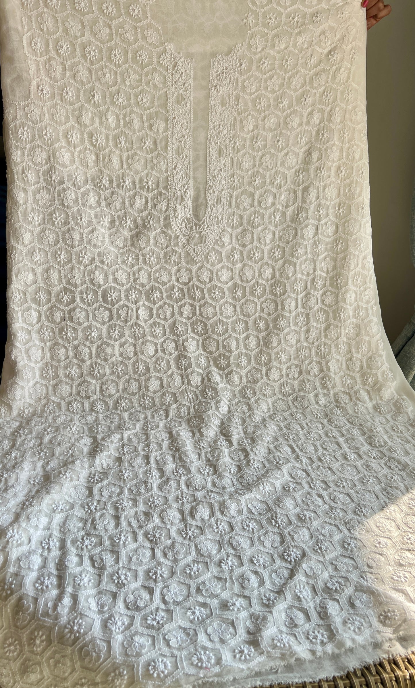 Ivory Allover Chikankari Men's Kurta Fabric