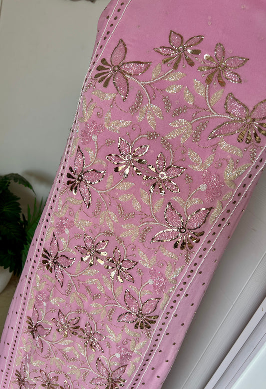 Pink Ruhani Mukaish and Cut dana Embroidered Kurta & Dupatta Set