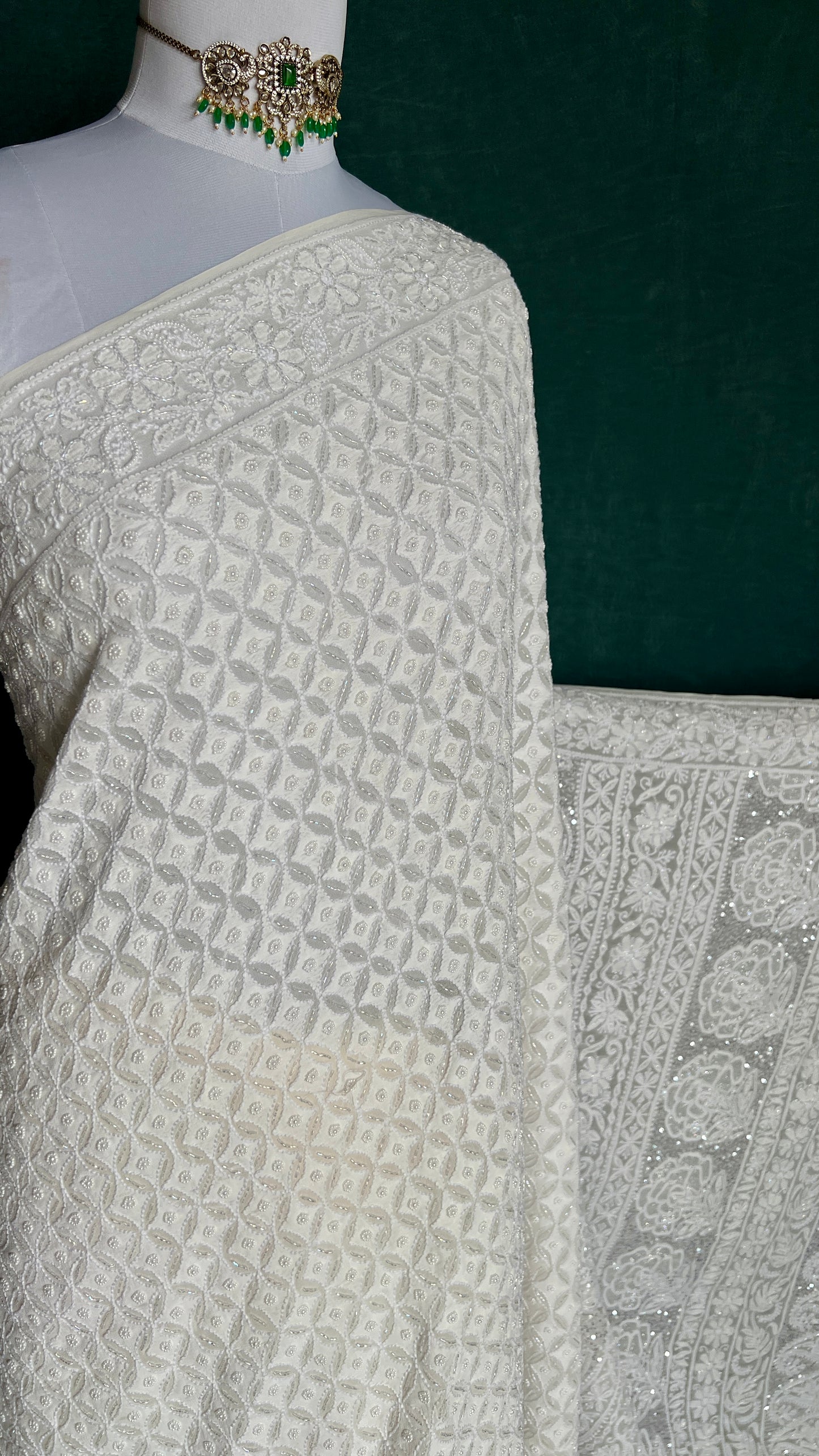 Ruhani Chikankari Pearl Cut Dana and Sequins Saree