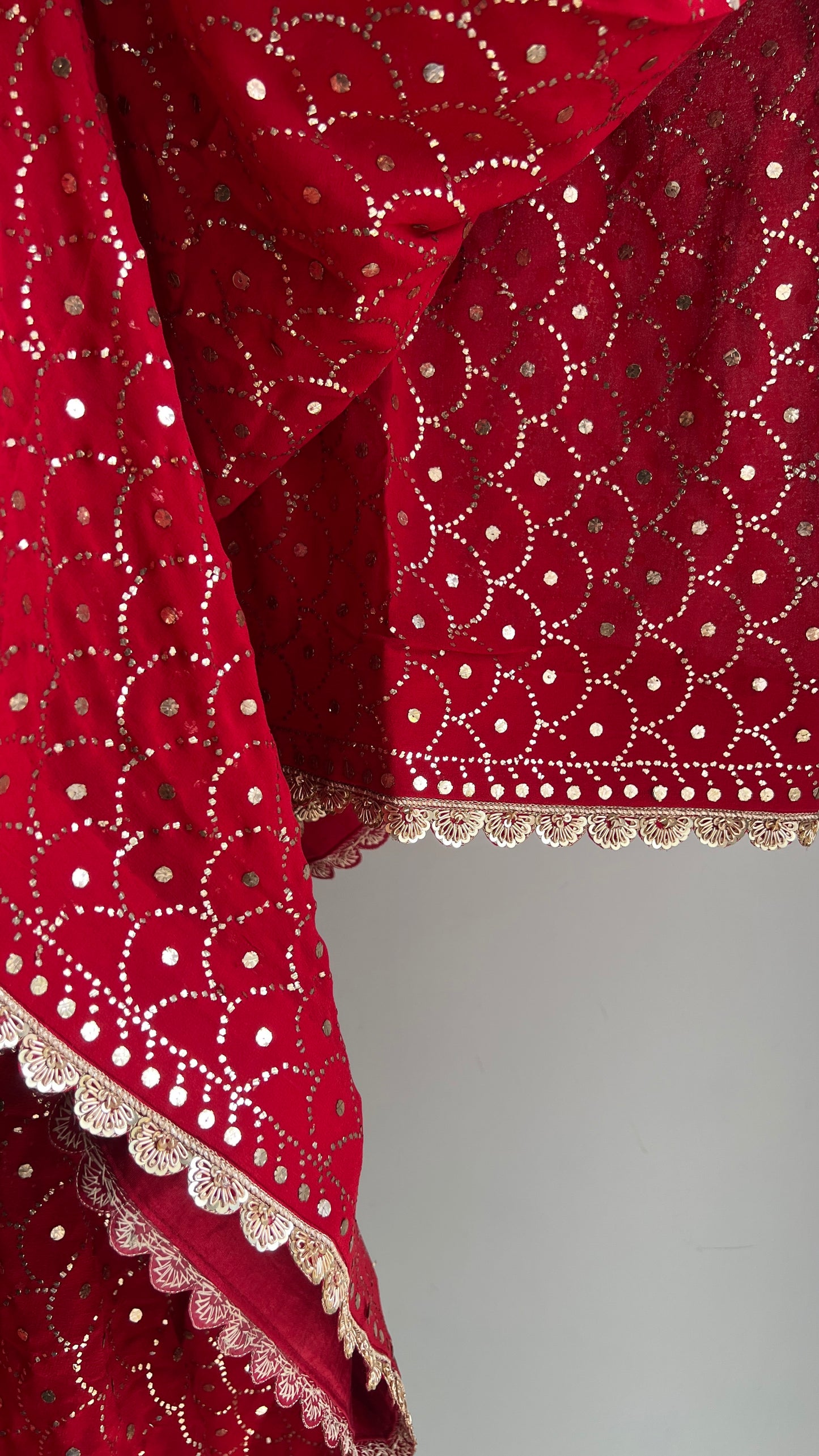 Ruhani Red Heavy Mukaish Wedding Dupatta