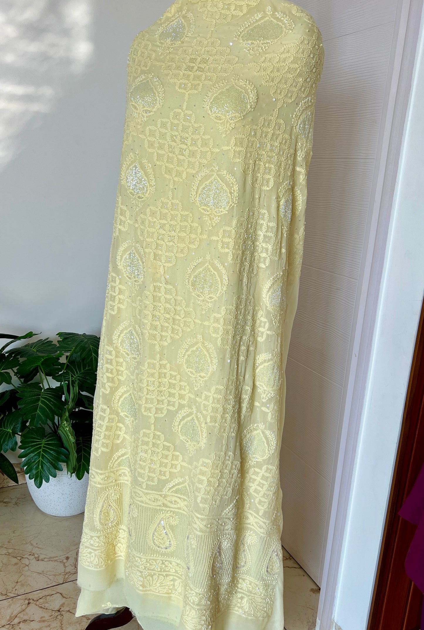 Chikankari cut dana sequins work kurta and dupatta