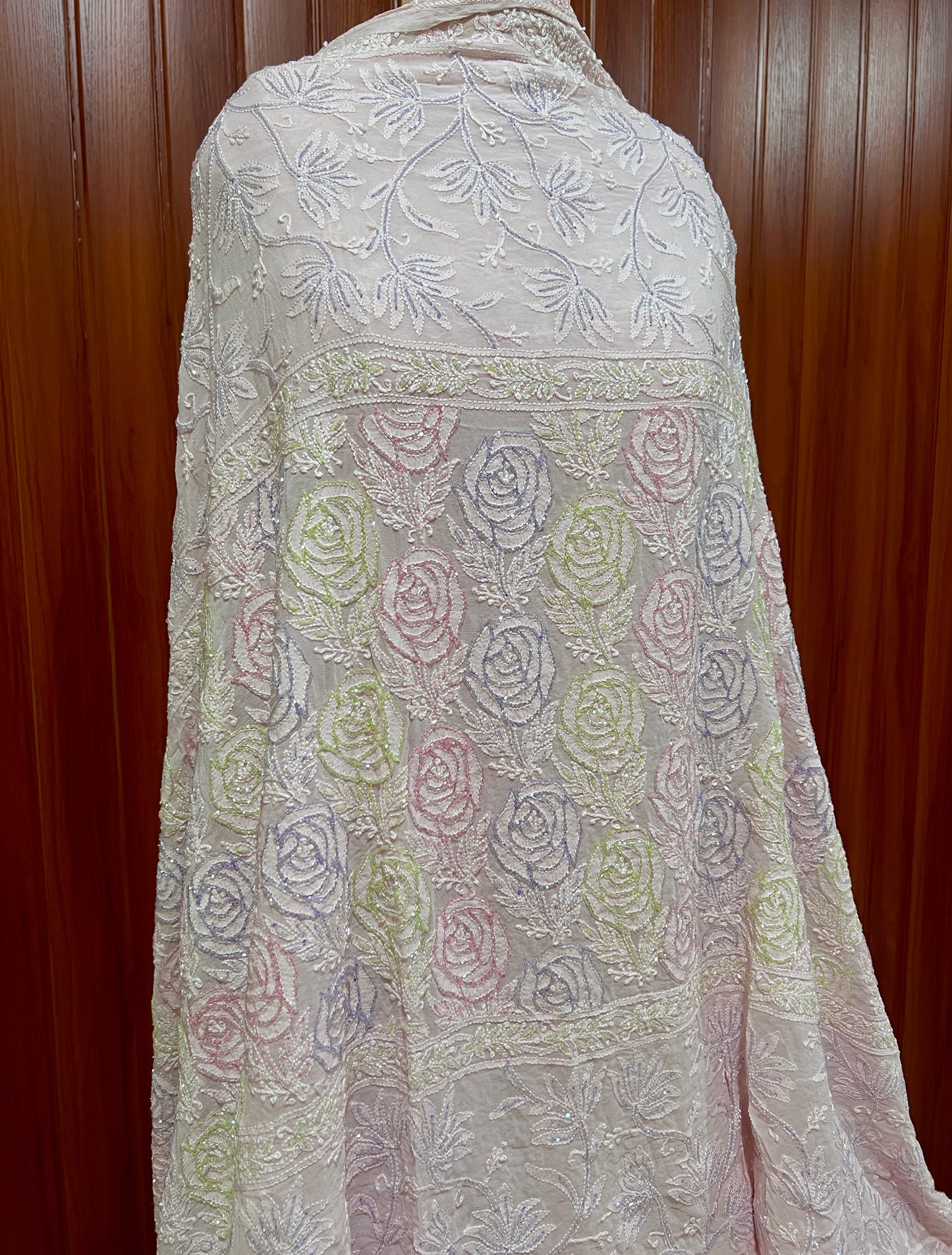Pretty pink Chikankari multi Cut Dana Sequins Lehenga