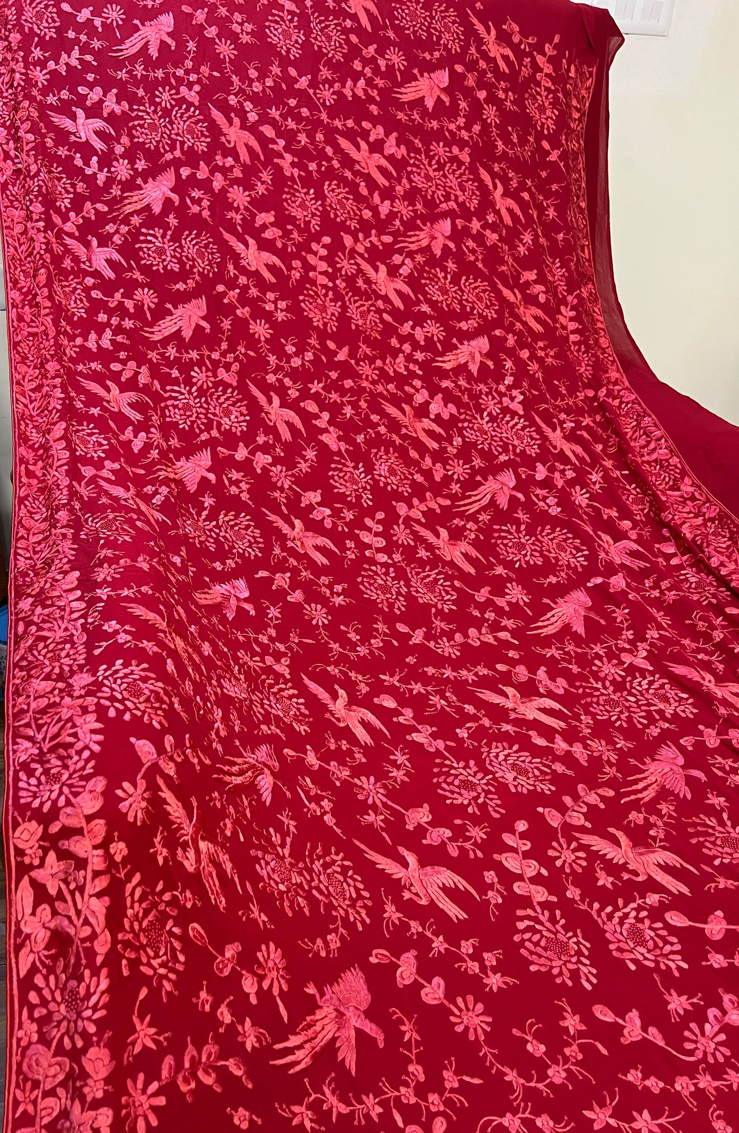 Stunning Red Parsi Gara Pure Georgette Saree