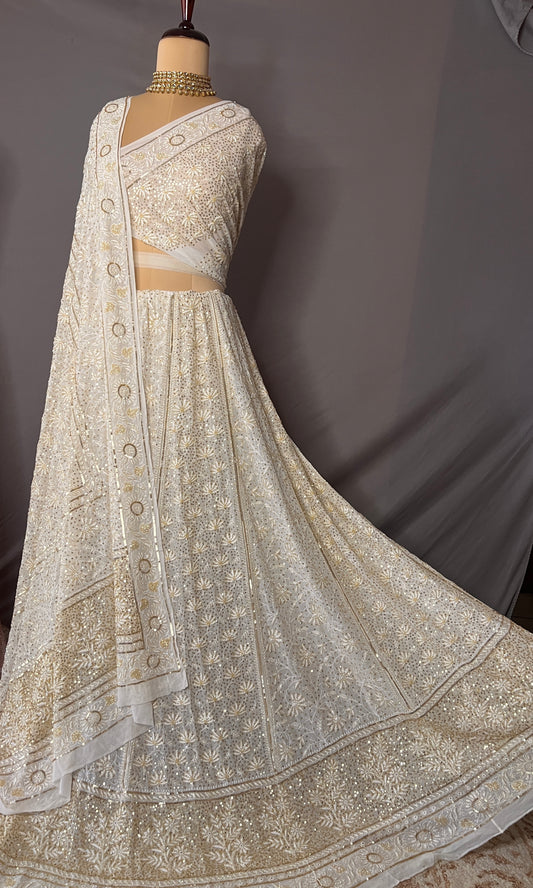 Suhaan Do Taar Chikankari embellished Wedding Lehenga