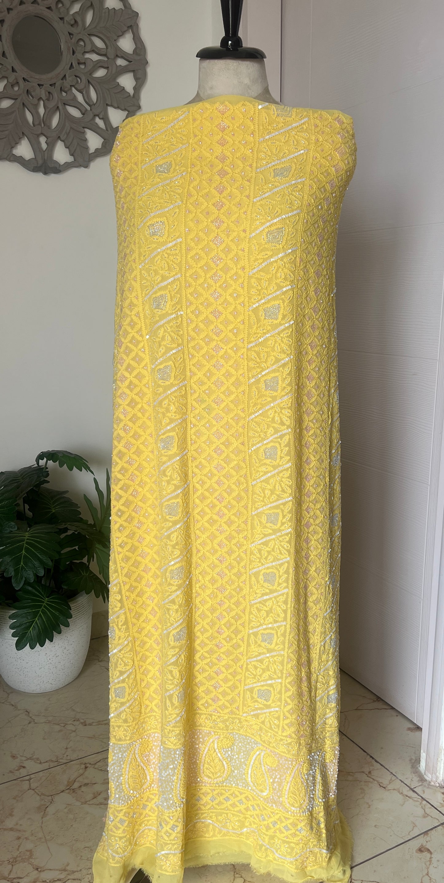 Chikankari cut dana sequins work kurta and dupatta