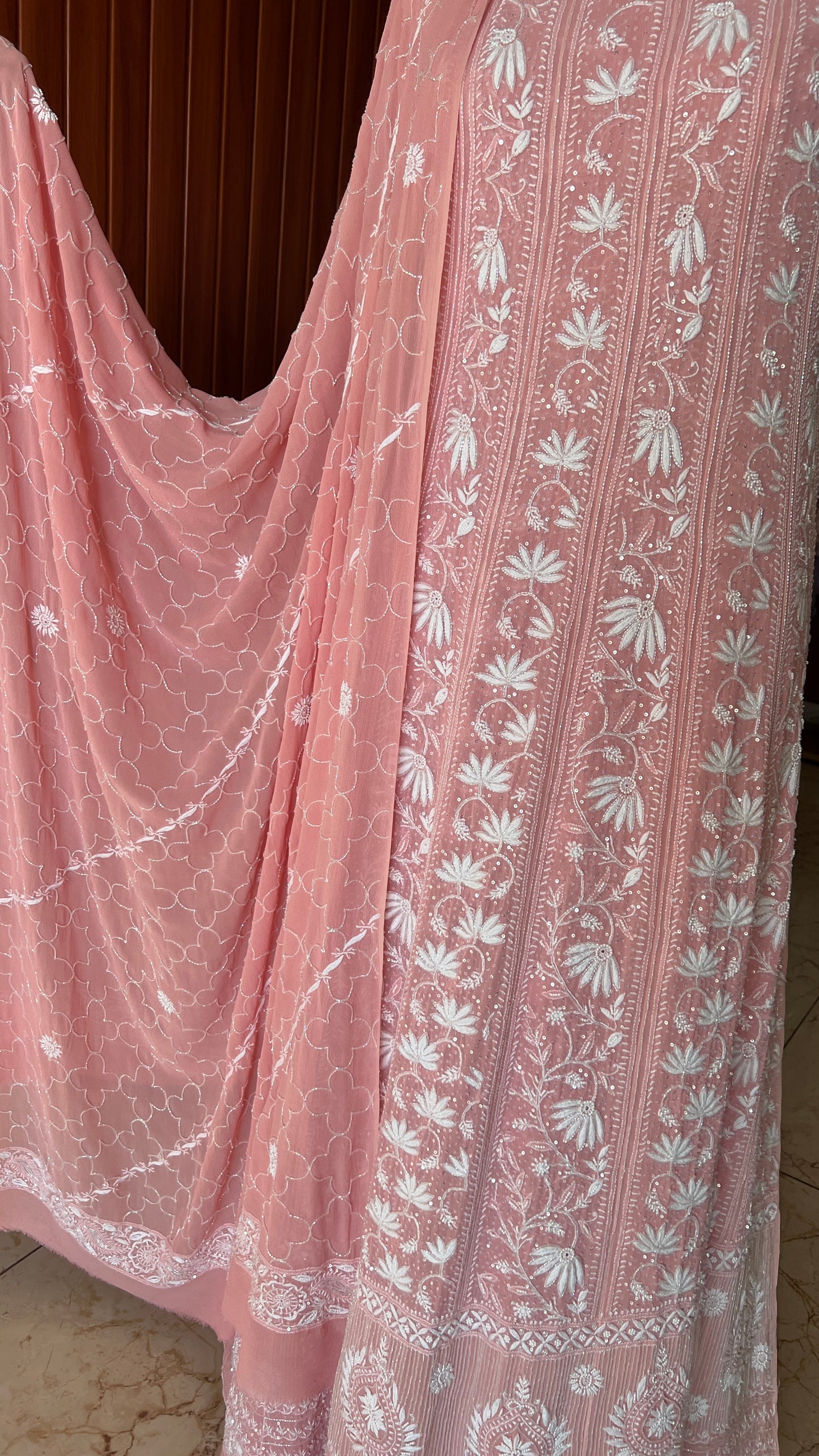 Suhaan Do Taar Chikankari Sequins and Cut Dana Anarkali