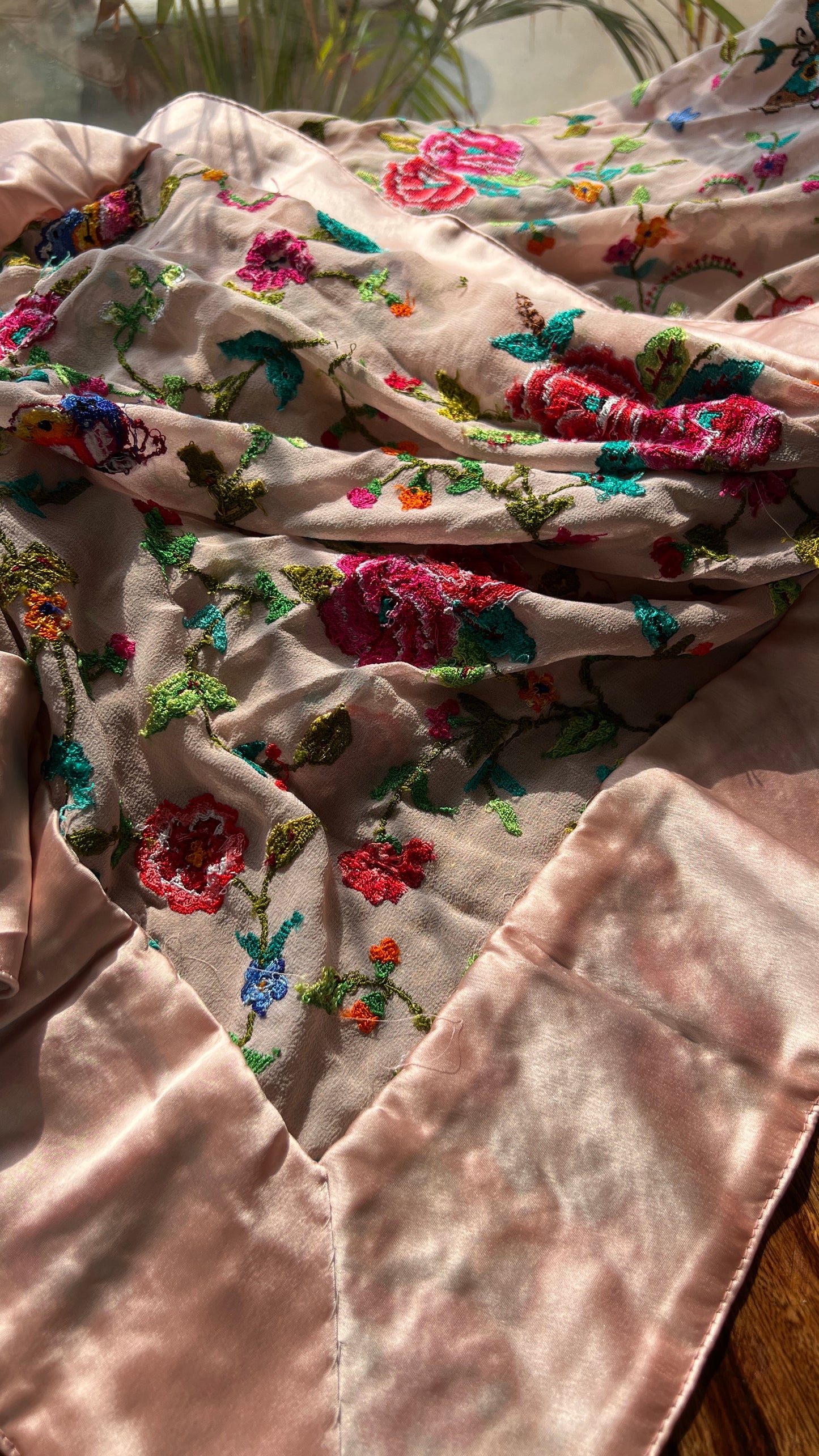 Dusty pink Masterpiece Petit Point Hand Embroidered Dupatta
