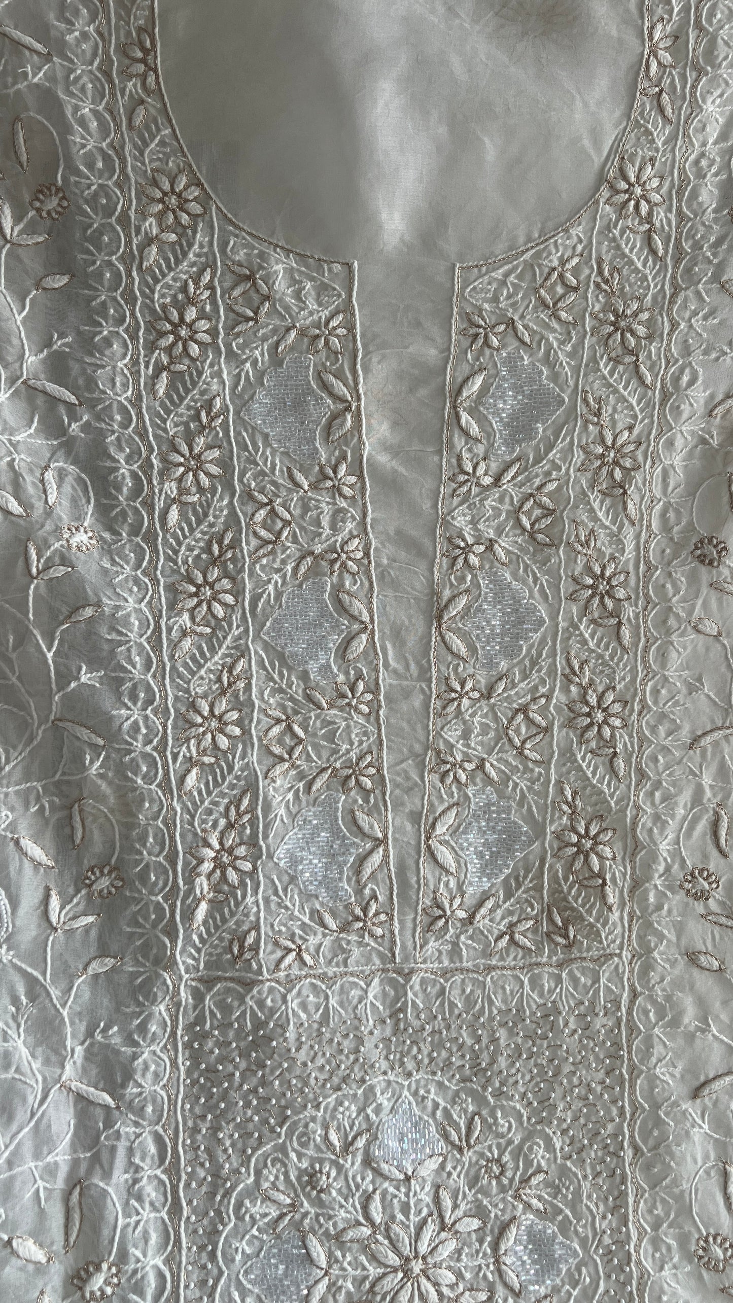 Ruhani Ivory masterpiece Chikankari pure Organza kurta with dupatta