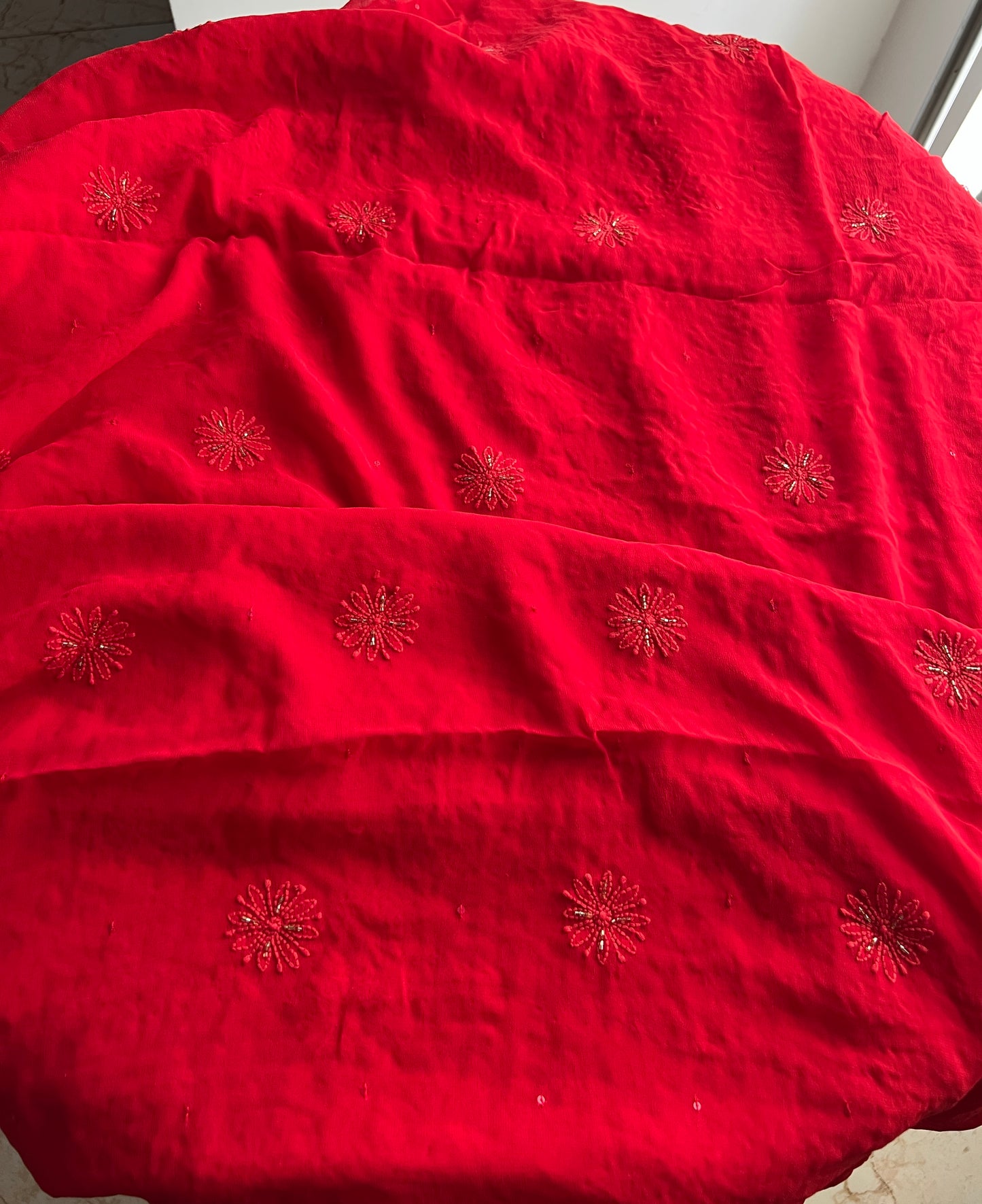 Ruhani Red Chikankari heavy cut dana sequins kurta and dupatta