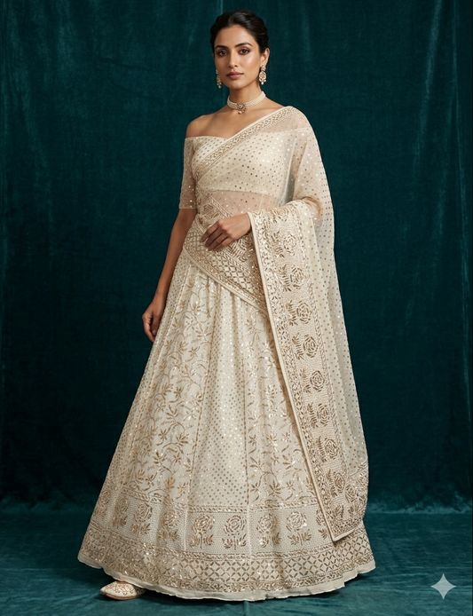 Ruhani heavy badla and mukaish pure georgette lehenga set