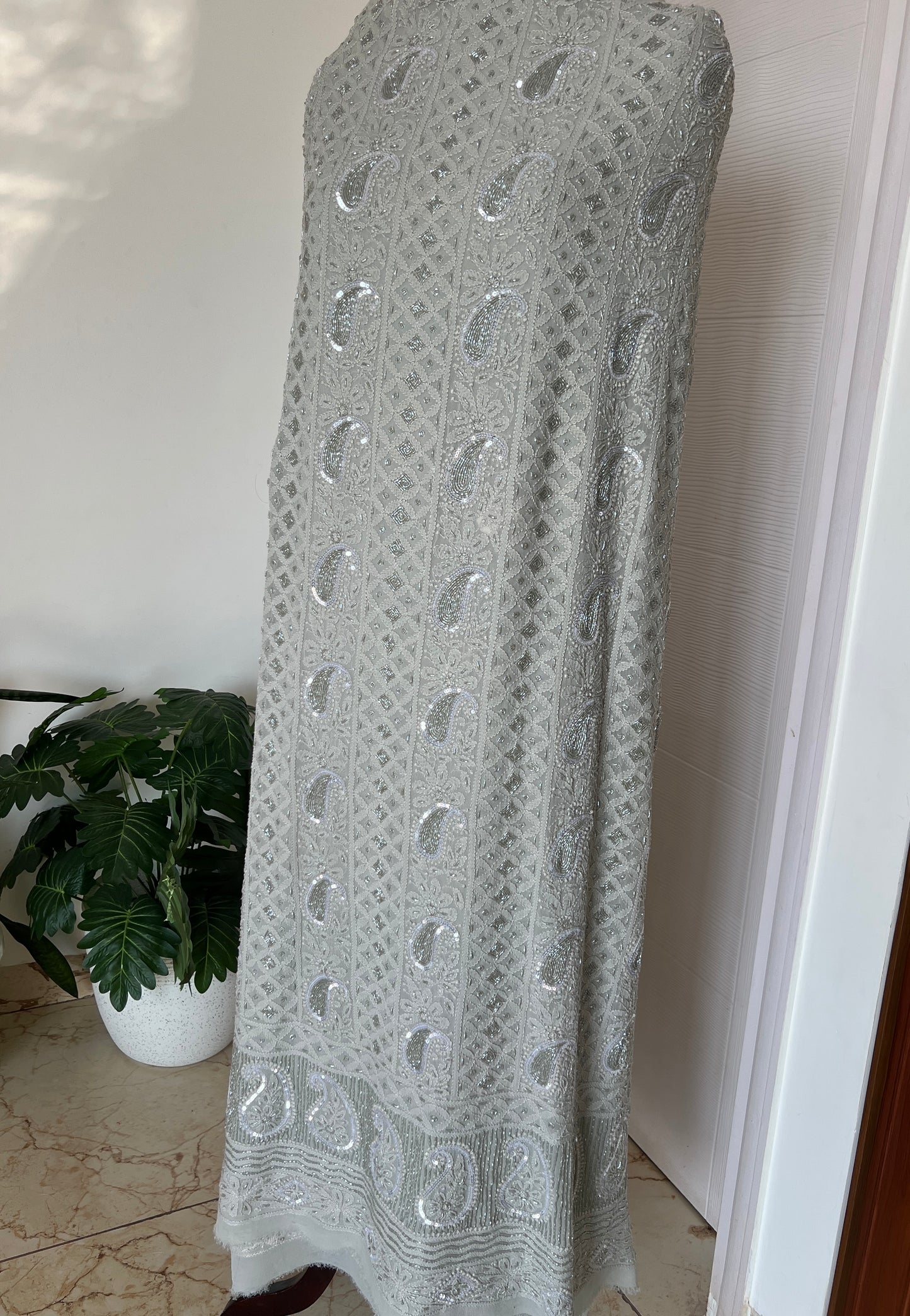 Chikankari cut dana sequins work kurta and dupatta