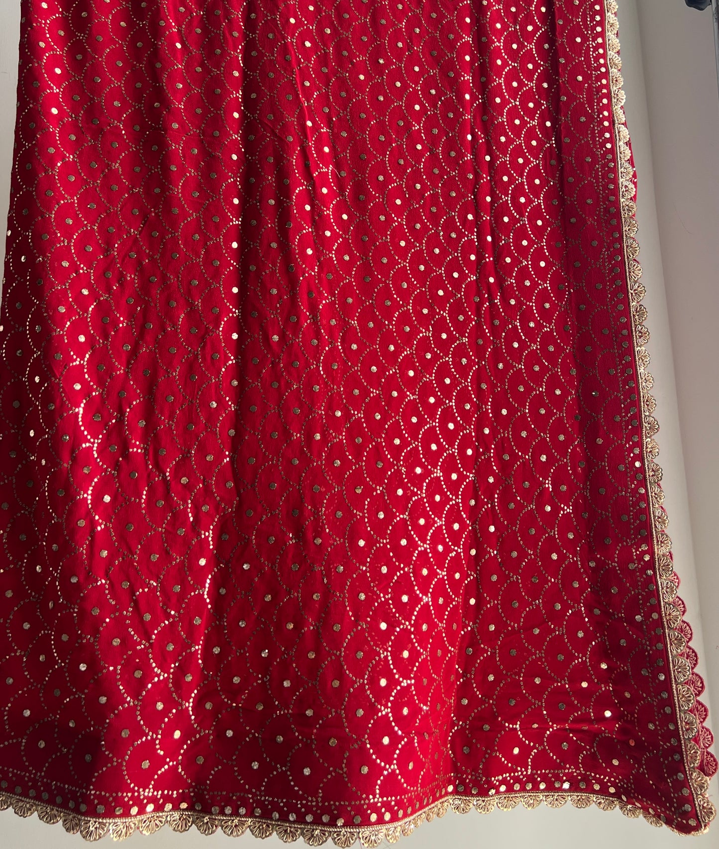 Ruhani Red Heavy Mukaish Wedding Dupatta