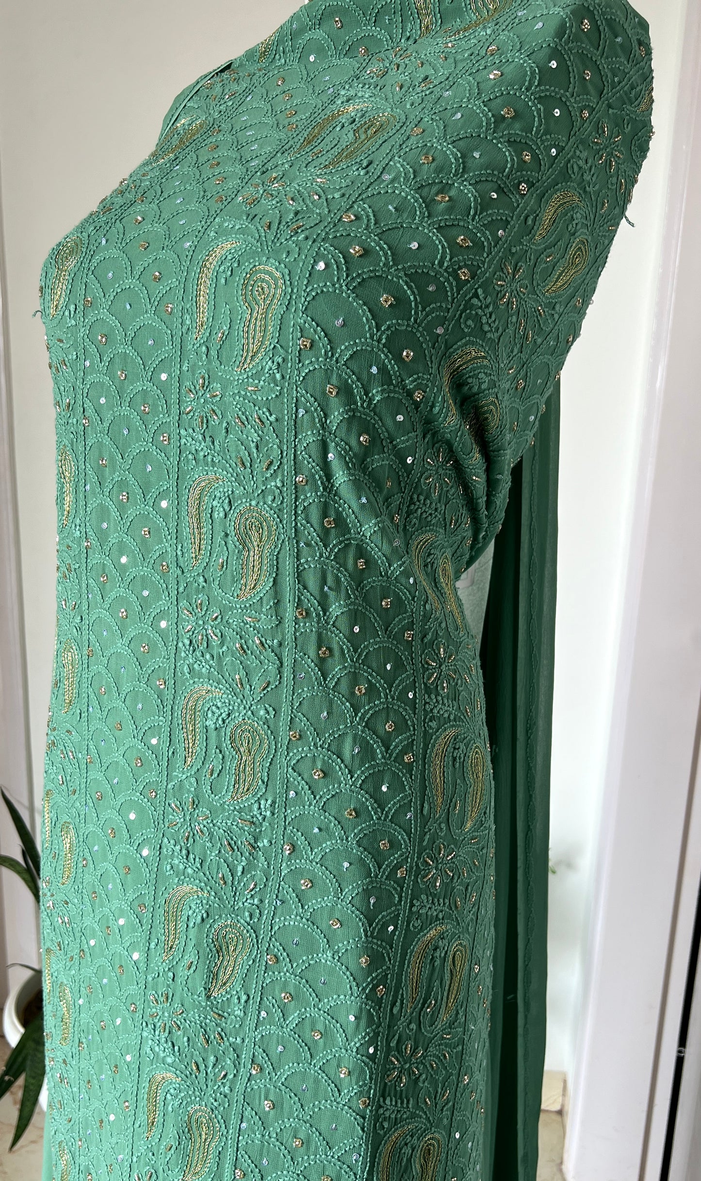 Chikankari golden Cut Dana and aari work Kurta and Dupatta