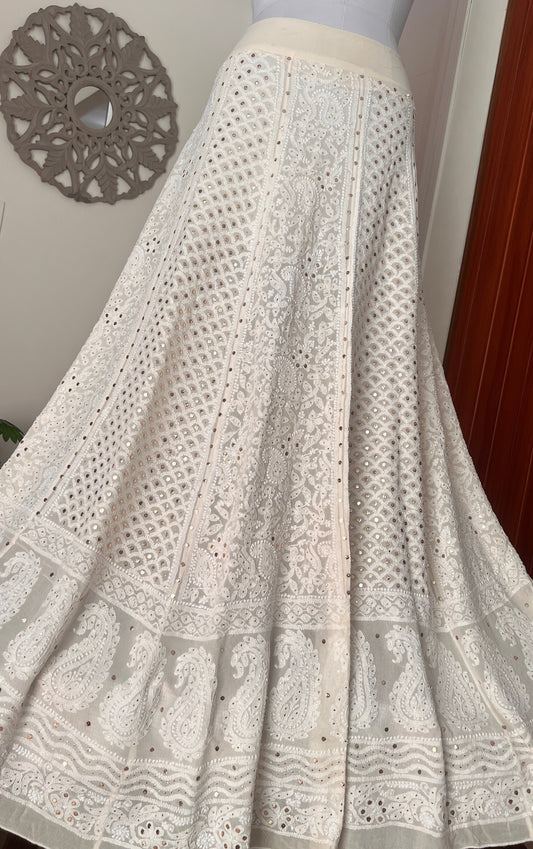 Ruhani Ivory allover Chikankari and mukaish lehenga skirt