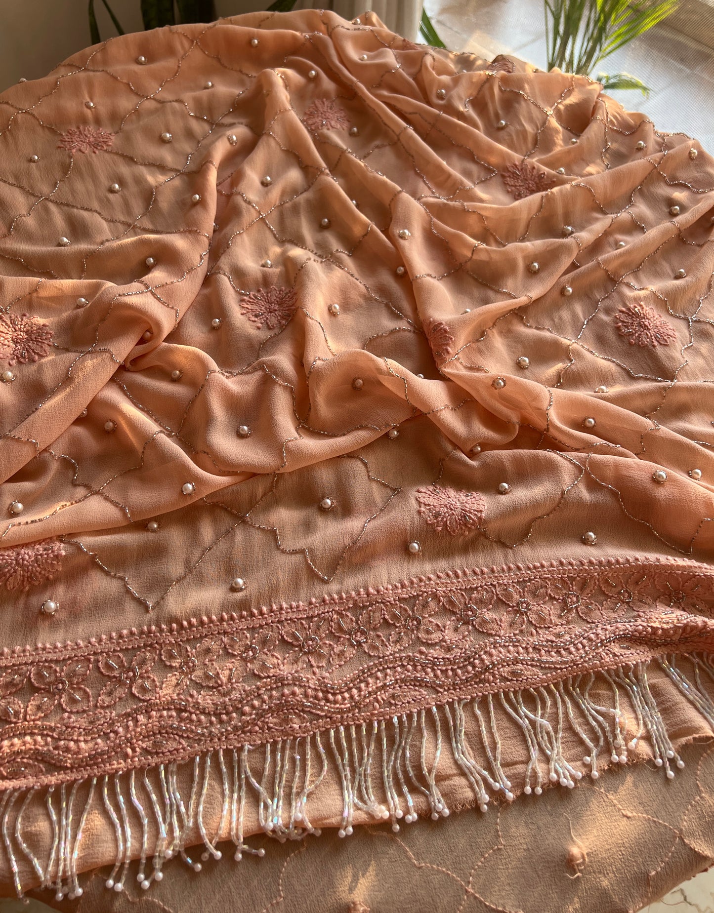 Ruhani Old Rose Chikankari Sequins and Cut Dana Anarkali