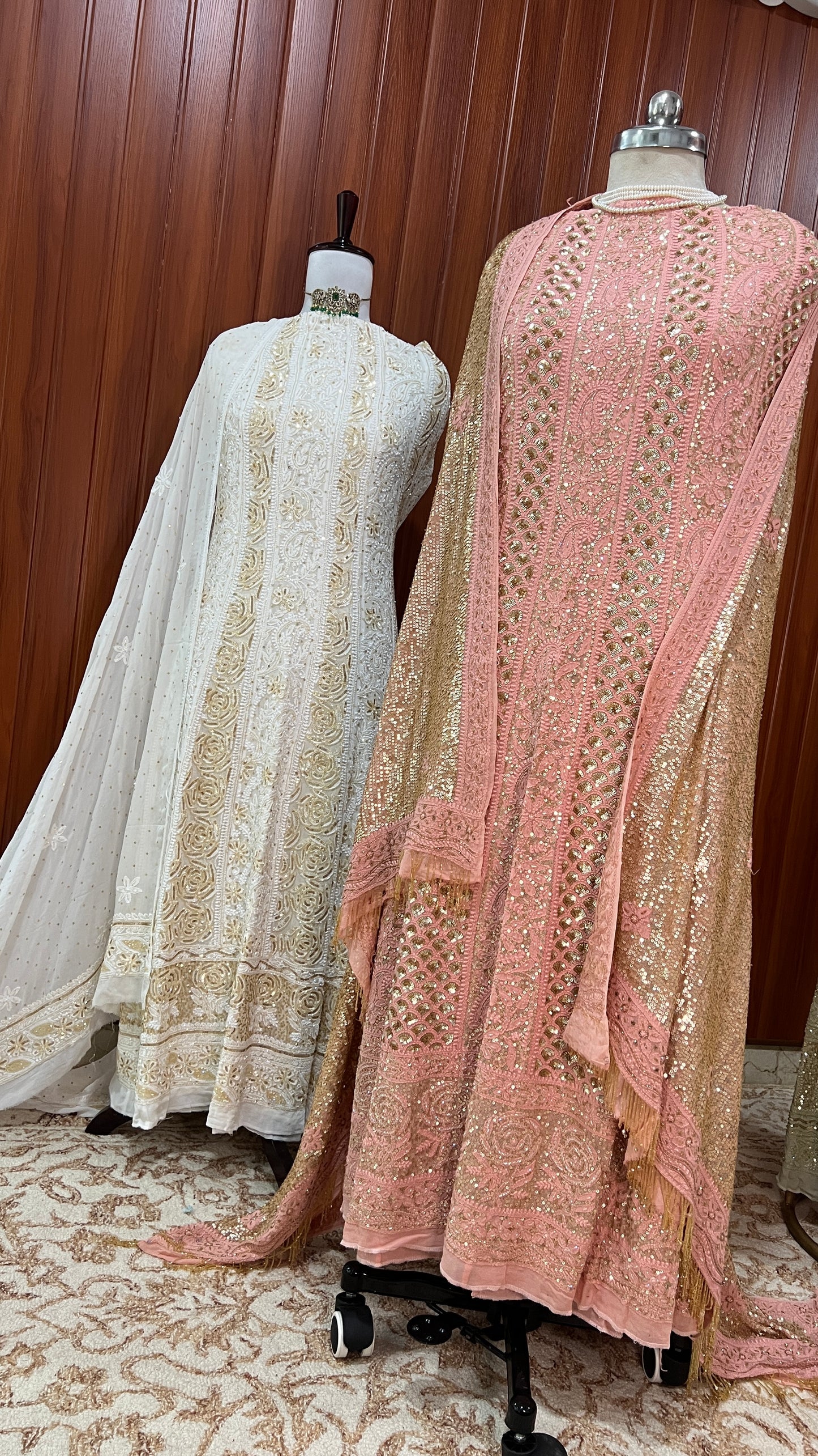 Ruhani Off white Chikankari Sequins and Cut Dana Anarkali