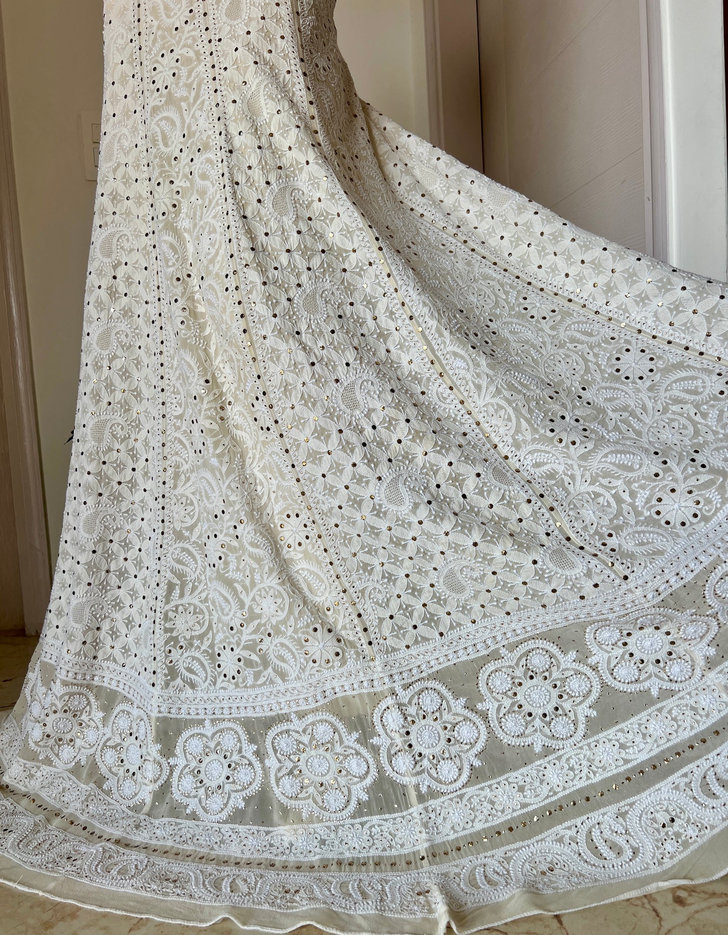 Ruhani Ivory allover Chikankari and mukaish lehenga skirt