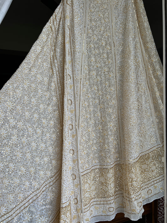 Suhaan Do Taar Chikankari embellished Wedding Lehenga