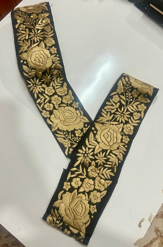 Black hand embroidered parsi gara border