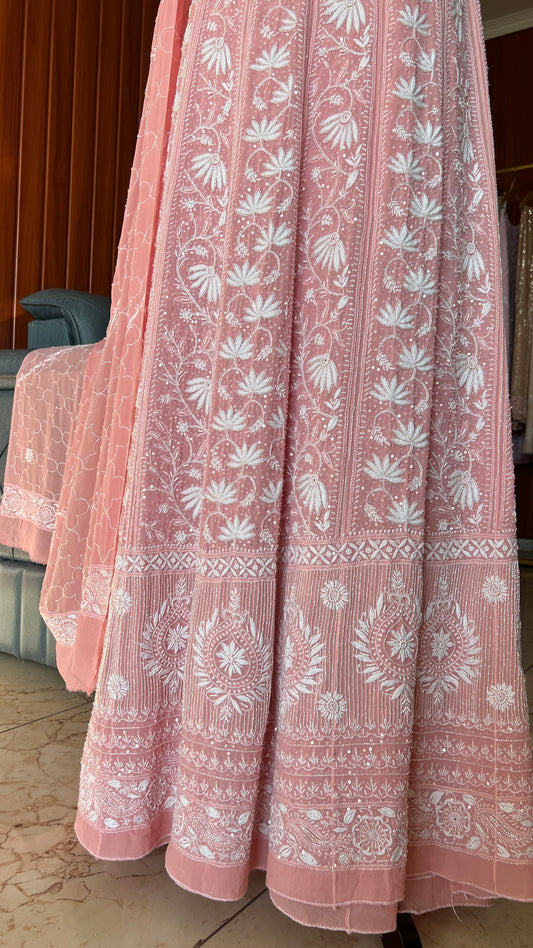 Suhaan Do Taar Chikankari Sequins and Cut Dana Anarkali