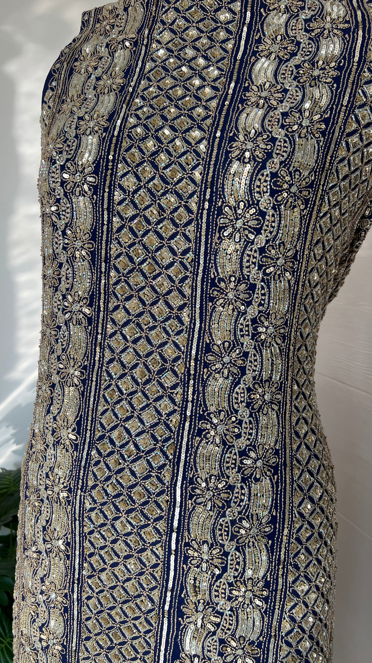 Ruhani Blue Chikankari golden cut dana sequins kurta and dupatta