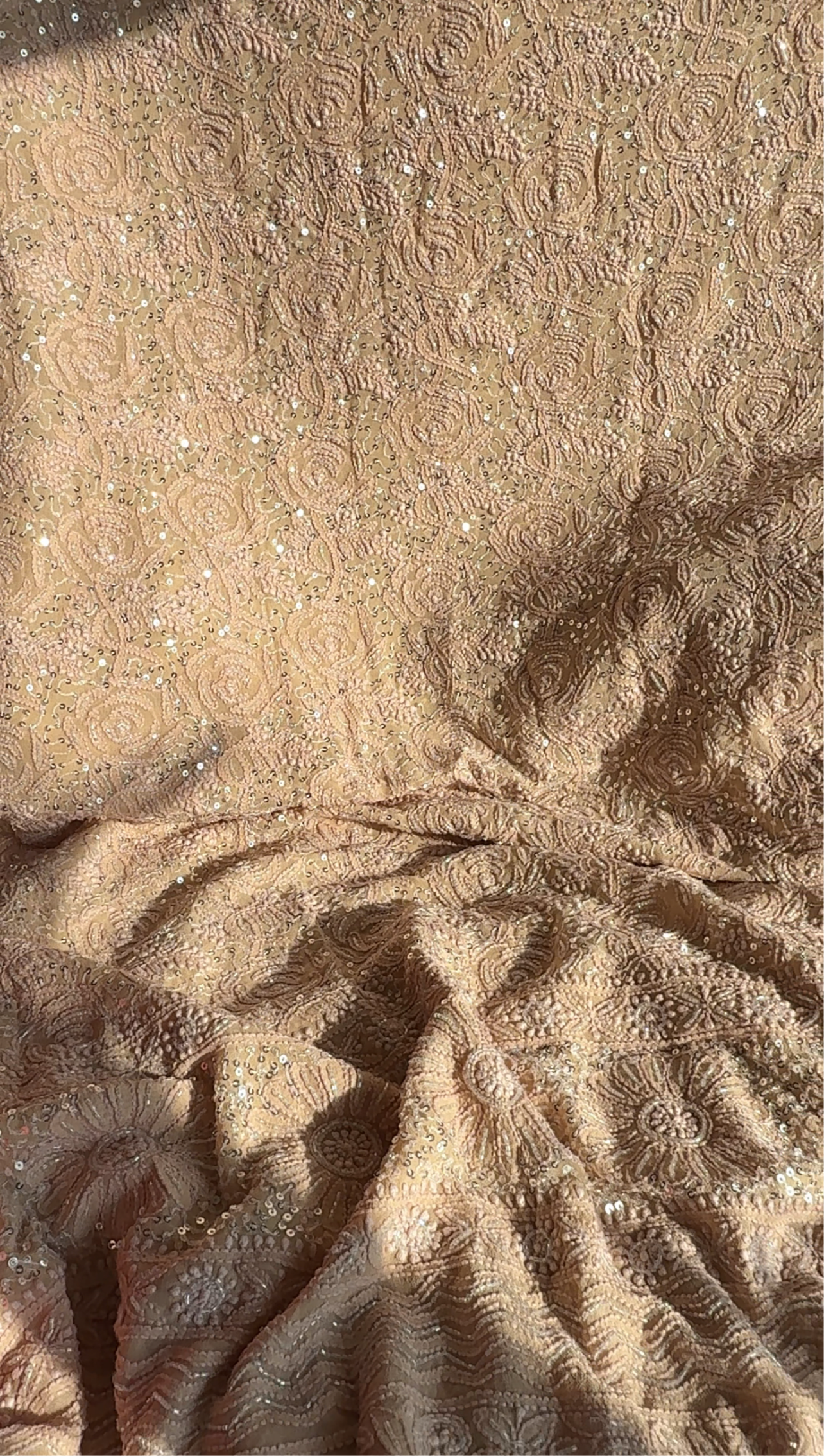 Champagne Chikankari cut dana sequins work kurta and dupatta