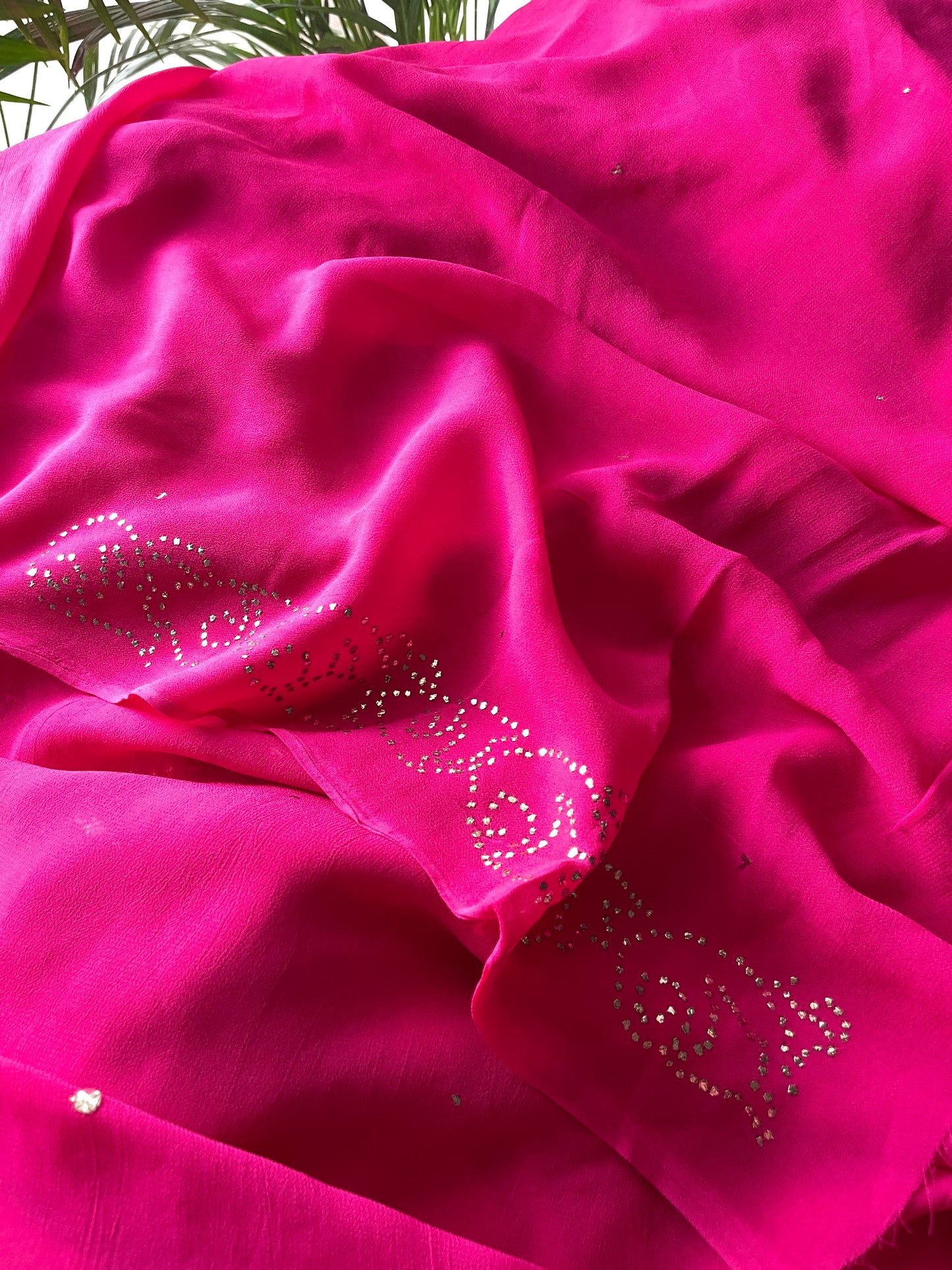 Hot Pink badla and mukaish work Kurta and Dupatta