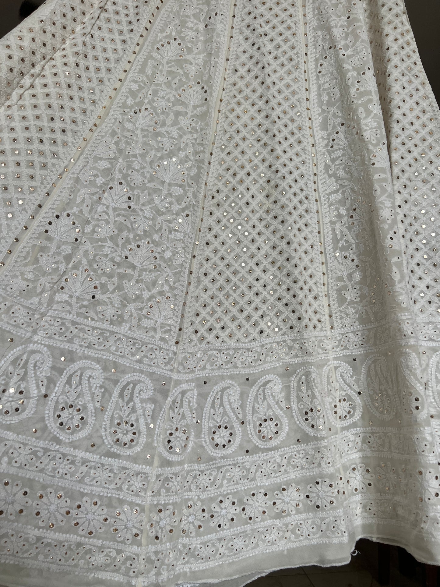Lehenga Skirt allover Chikankari and mukaish