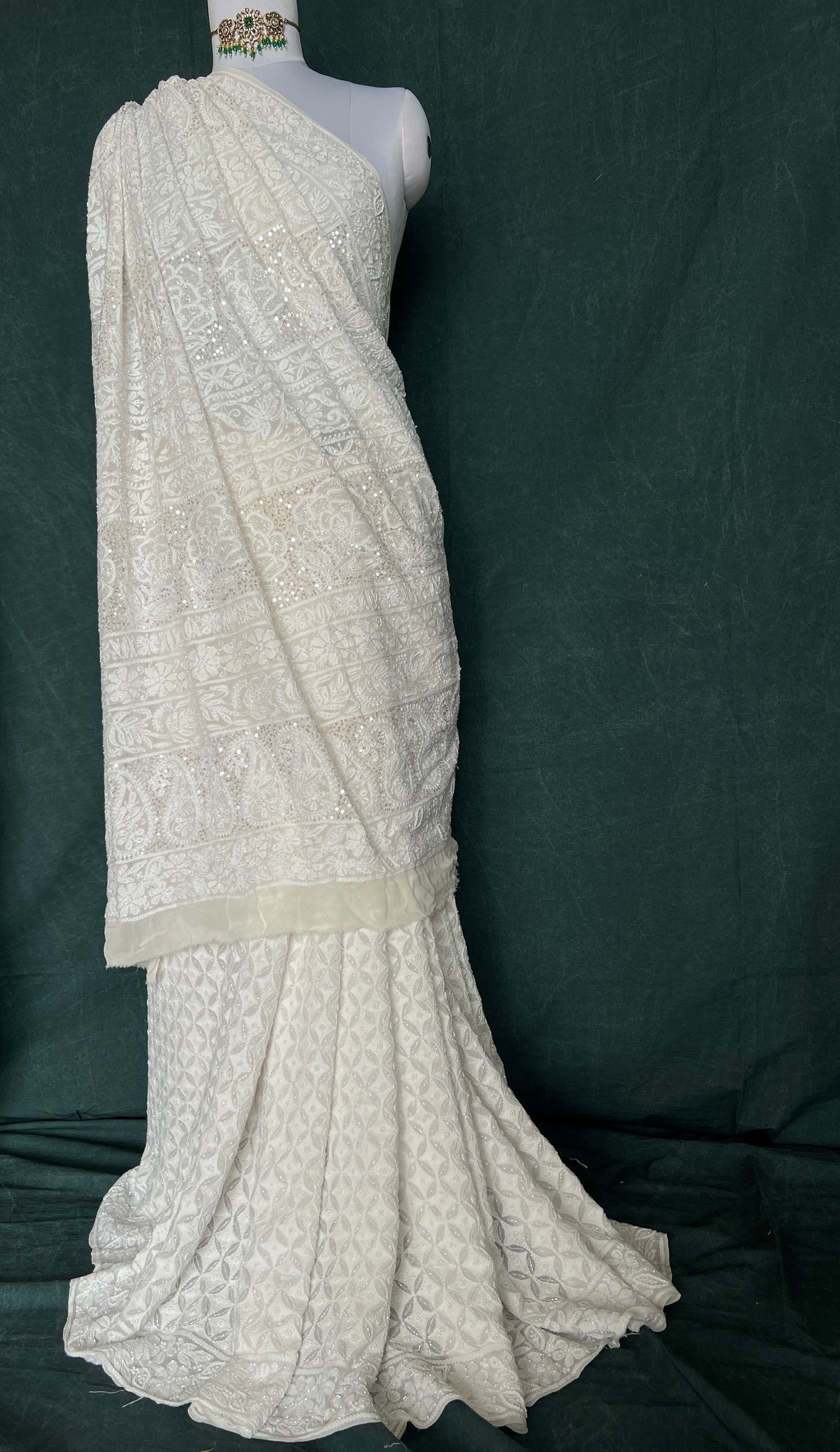 Ruhani Chikankari Pearl Cut Dana and Sequins Saree