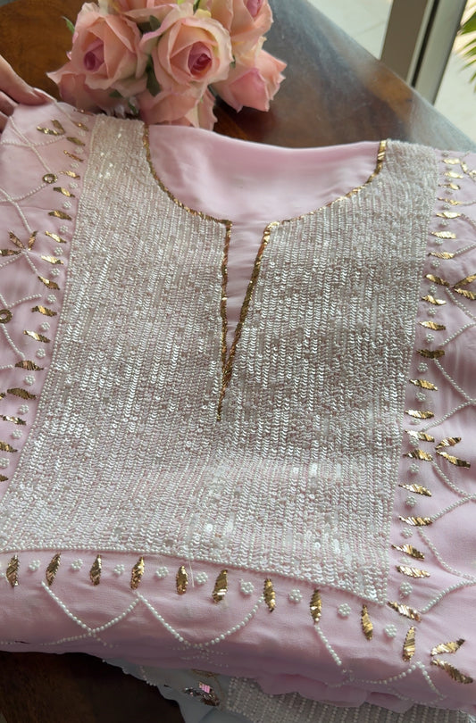 Ruhani Pink Badla and Pearl Embroidered Kurta & Dupatta Set