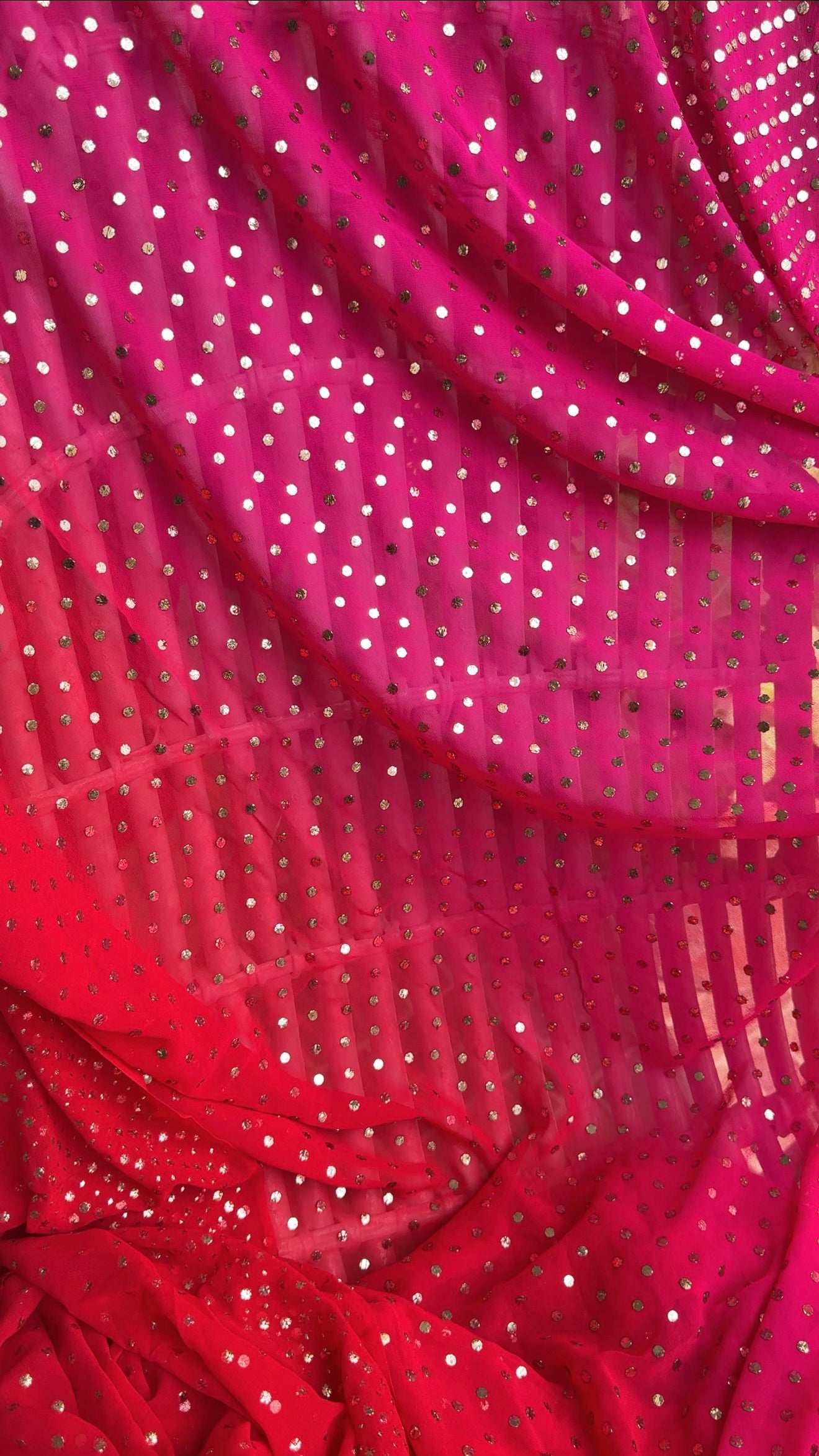 Ruhani Ombre dyed Allover Mukaish Pure Georgette Saree