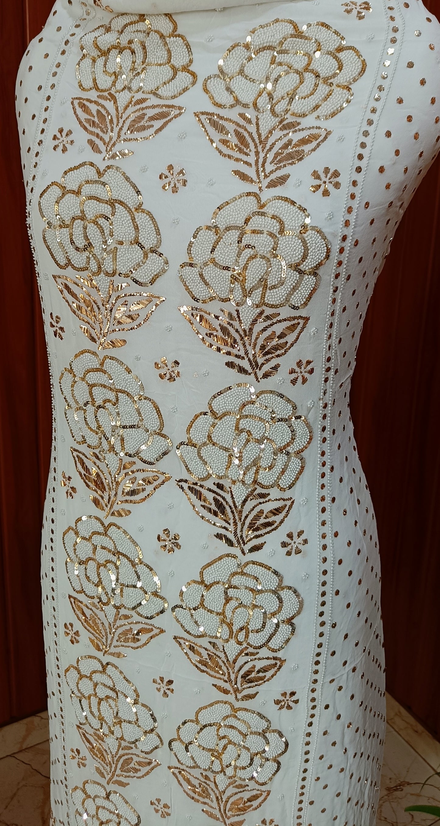 Ruhani White Badla and Pearl Embroidered Kurta & Dupatta Set