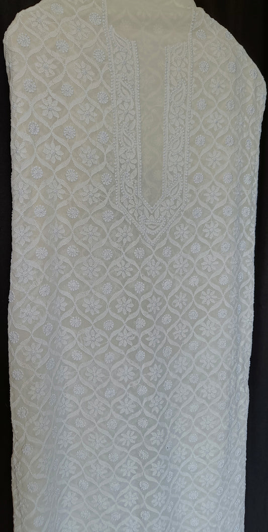 Ivory Allover Chikankari Men's Kurta Fabric
