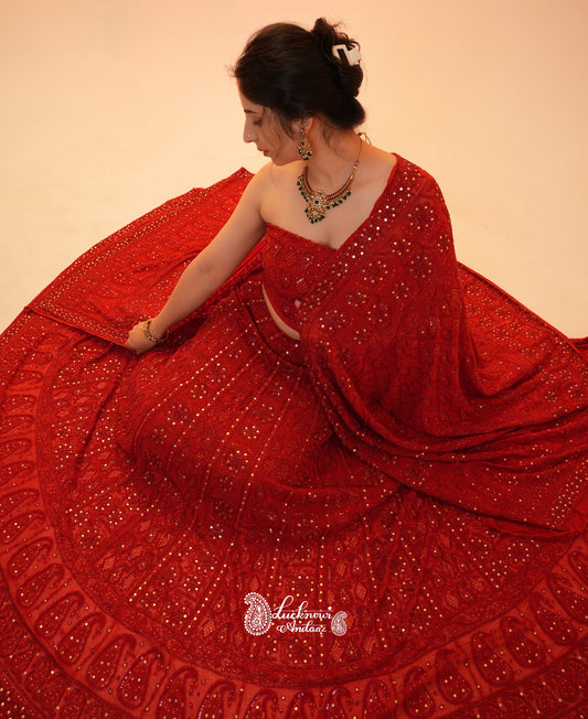Ruhani Red Exclusive Wedding Lehenga