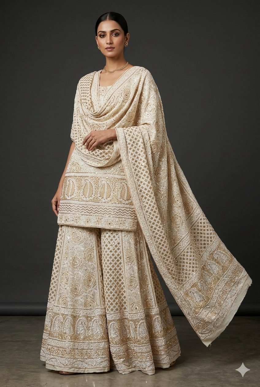 Masterpiece Gulaab Chikankari Sequins Wedding Lehenga